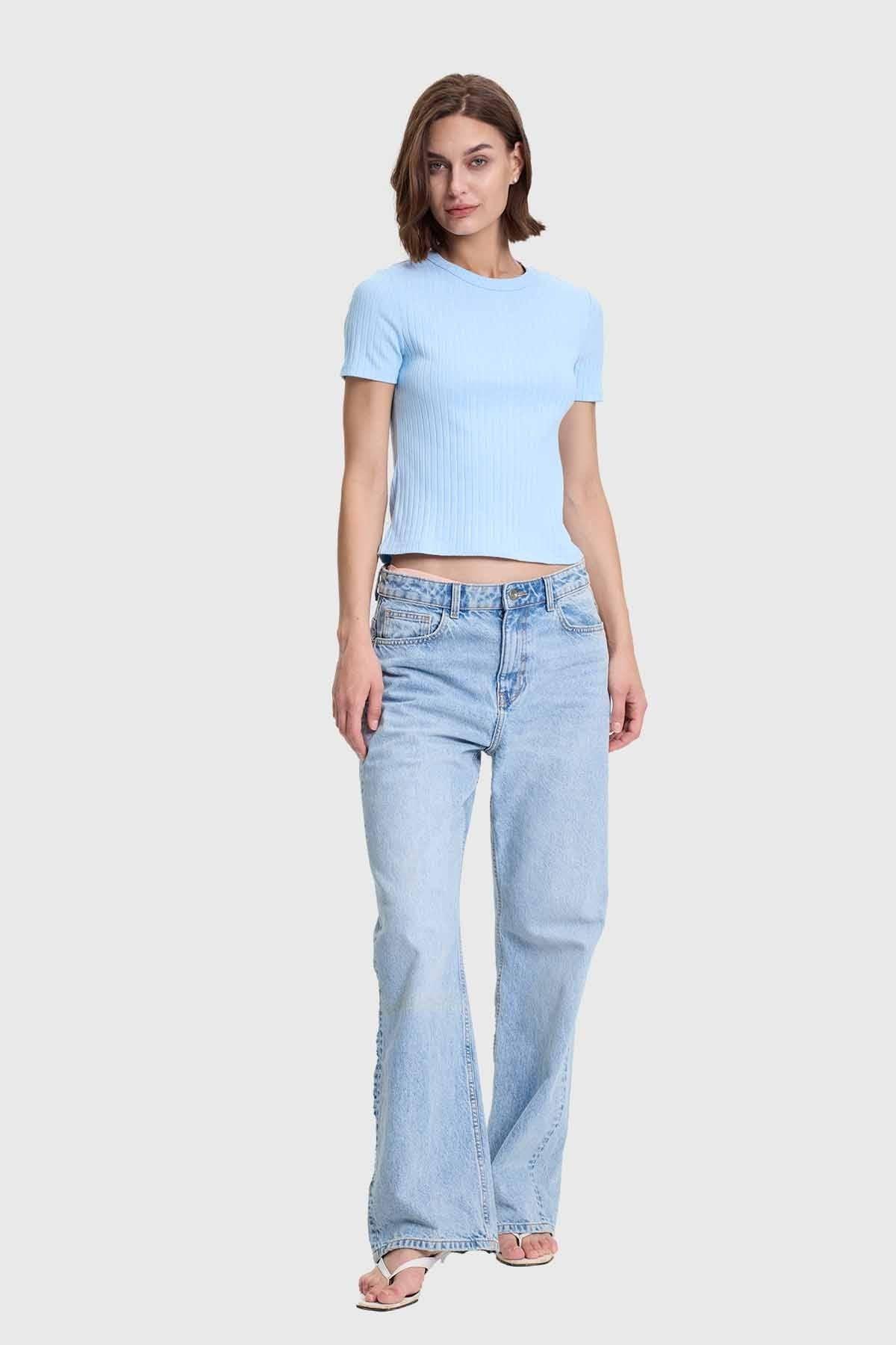 Polera Mujer Rip Crop Celeste-3