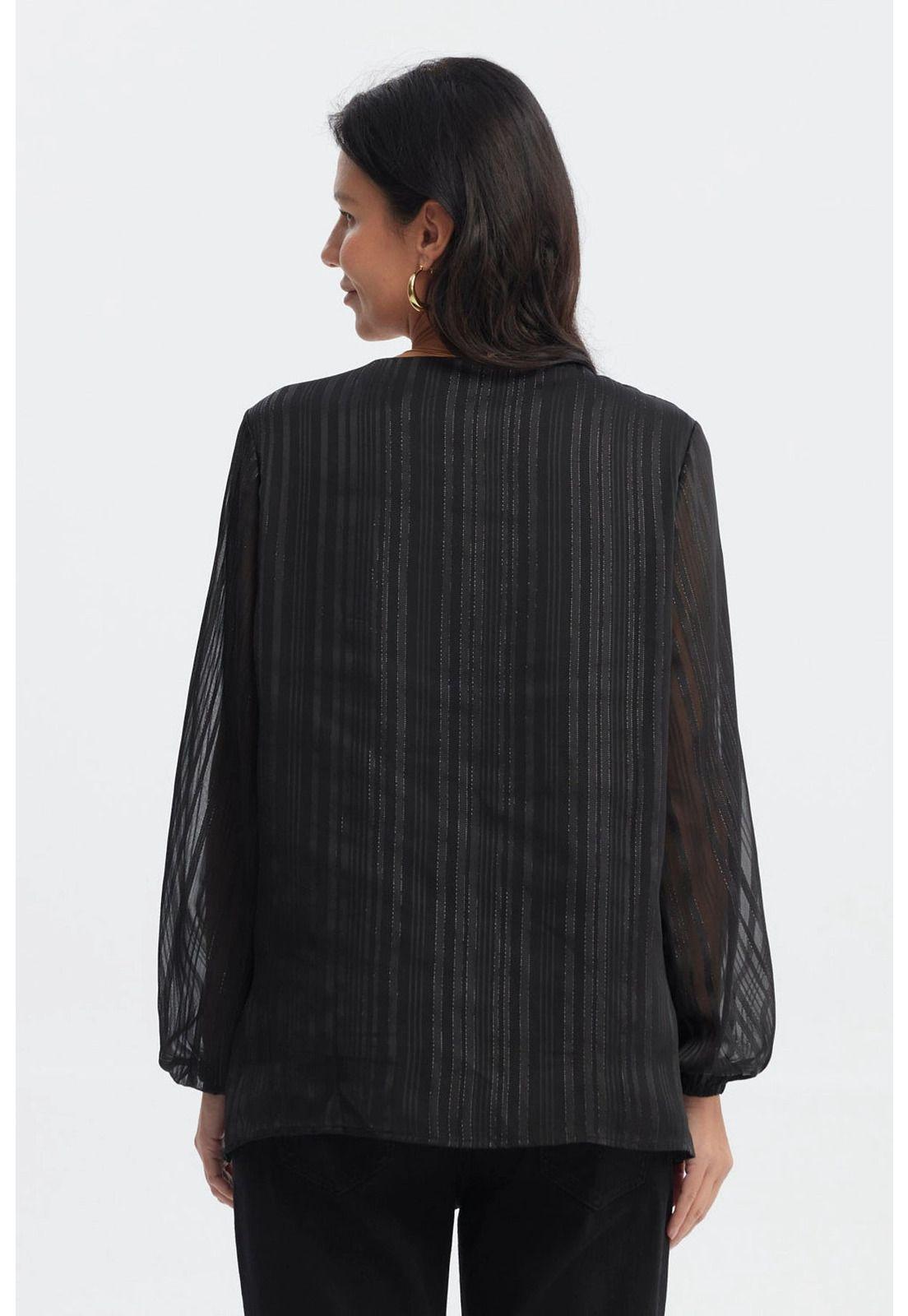 Blusa Mujer Aplicación Cuello Negro-2