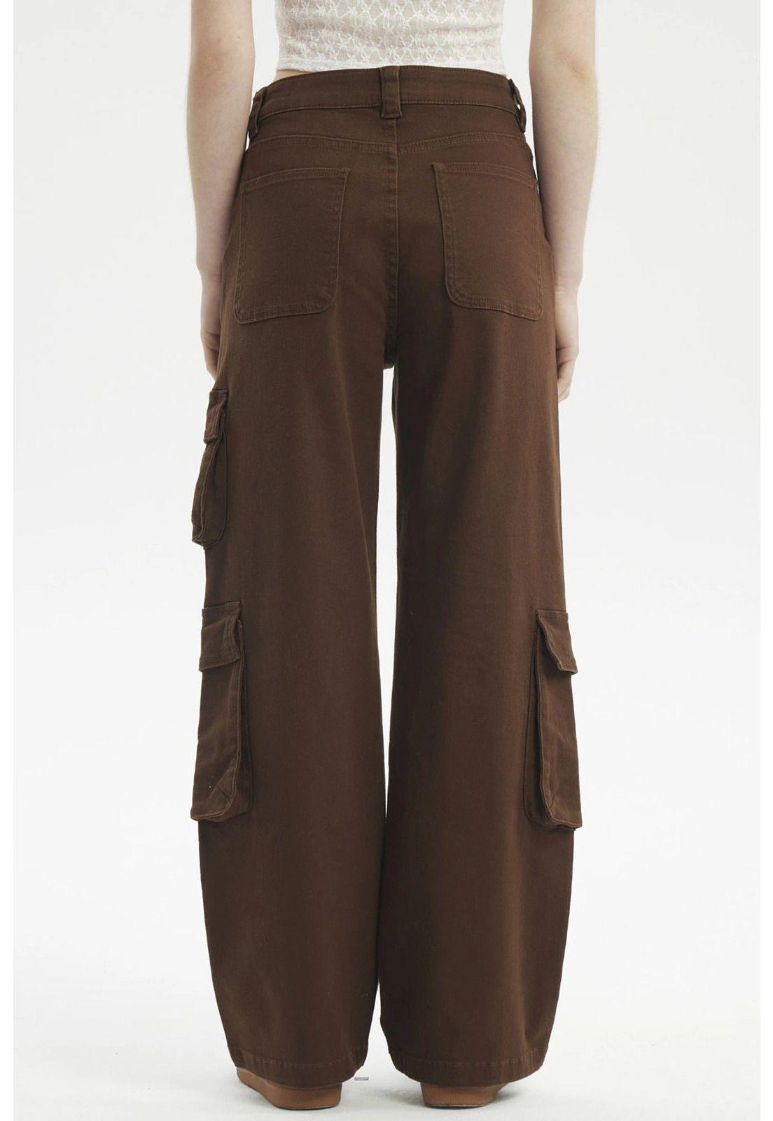 Jeans Mujer Calce Recto Cargo Café - ll-2