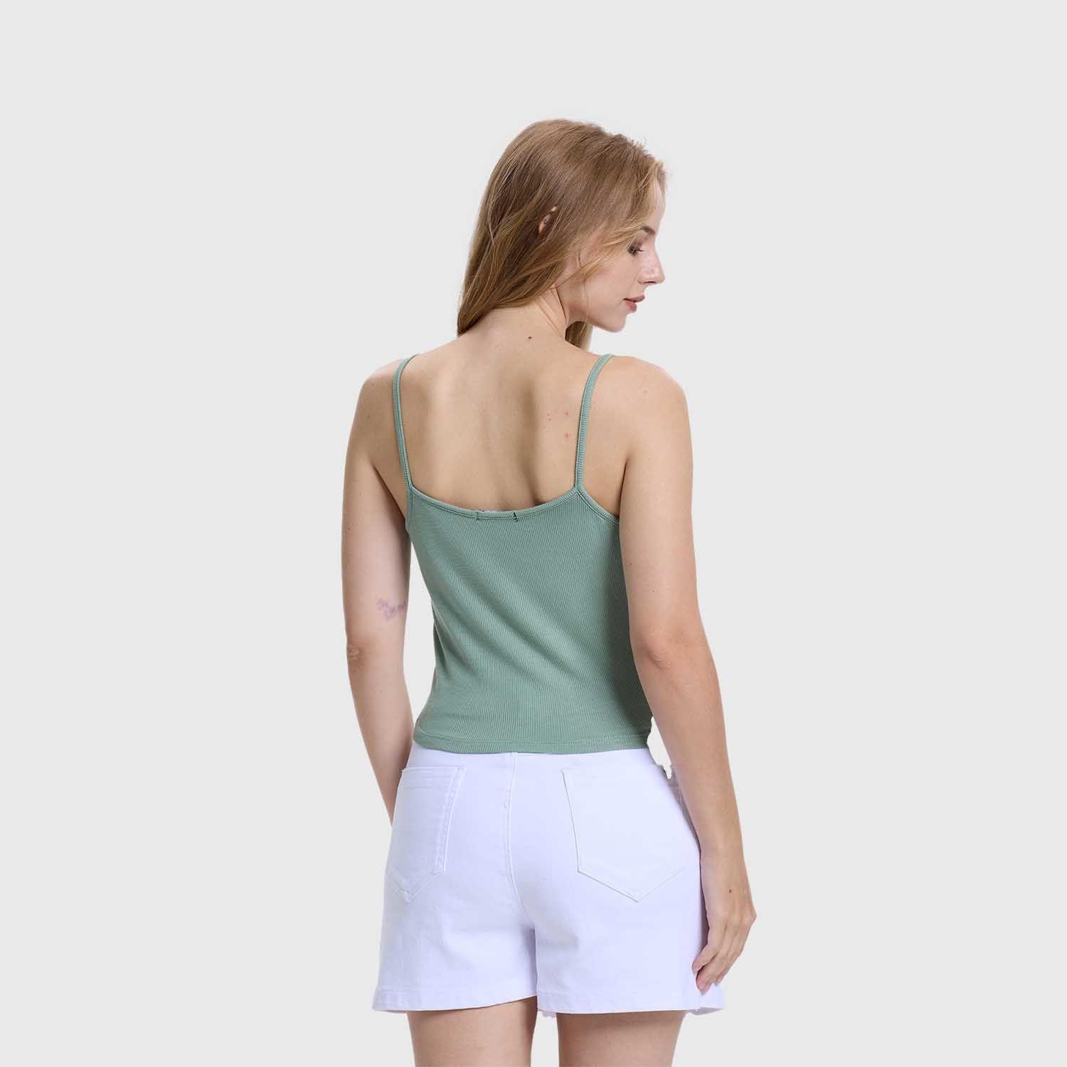 Polera Peto Mujer Pabilo Crop Verde Olivo Claro FSP-2