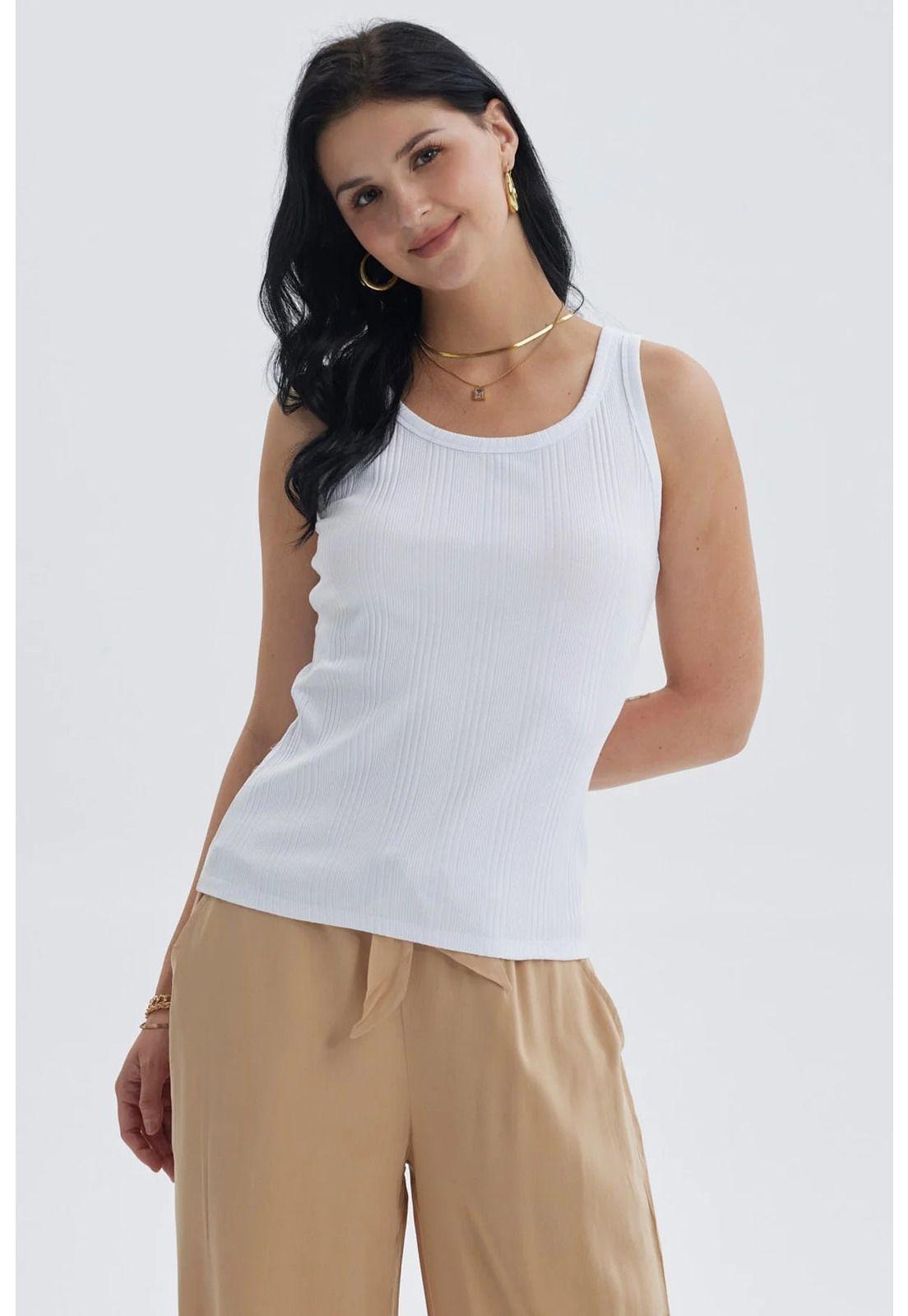 Polera Mujer Rib Lisa Blanco-0