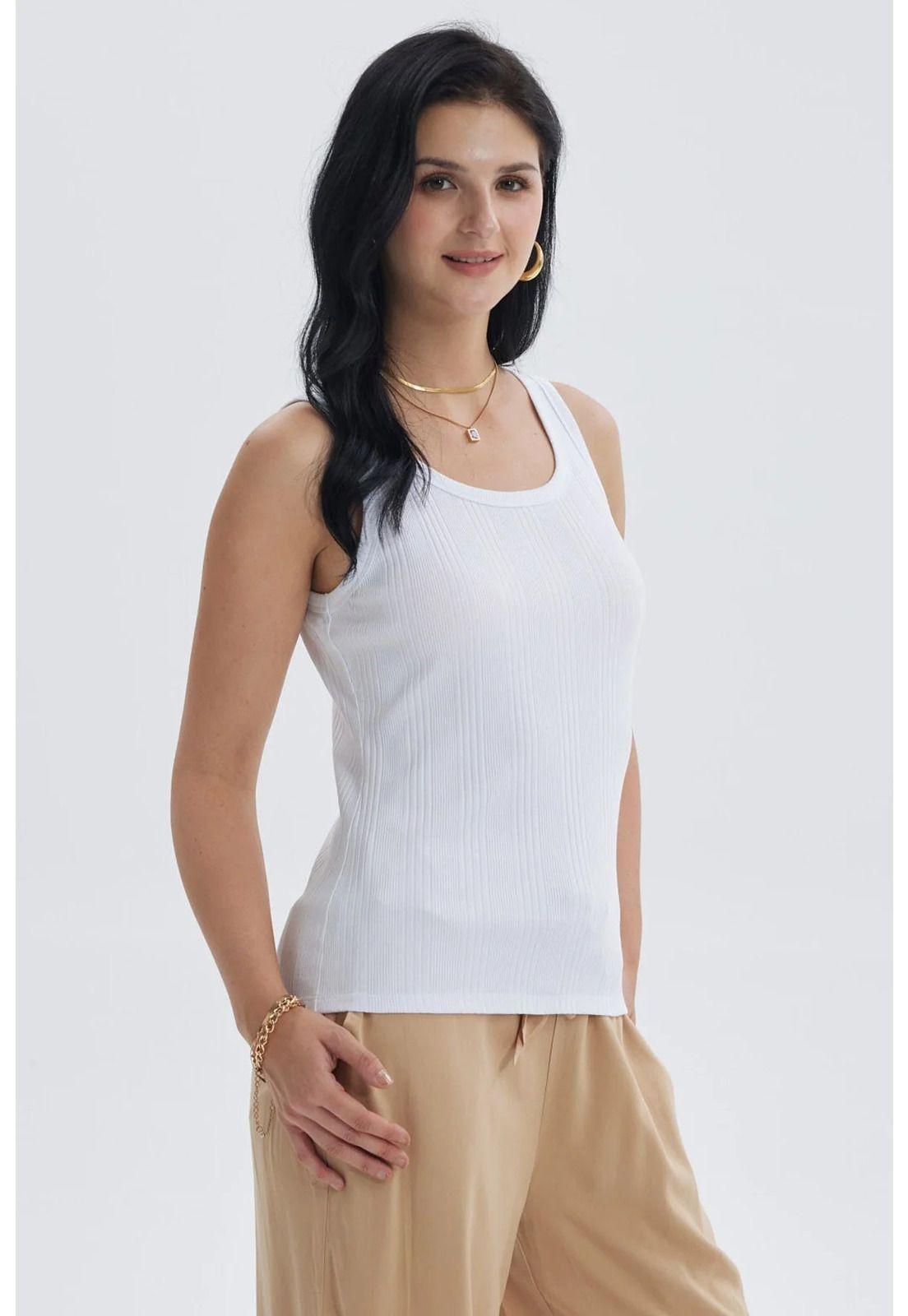 Polera Mujer Rib Lisa Blanco-1