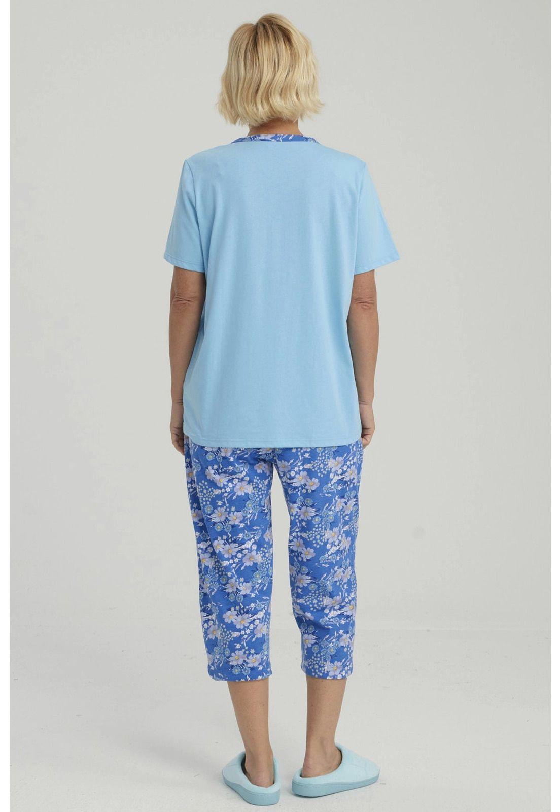Pijama Mujer Full Print Celeste-2