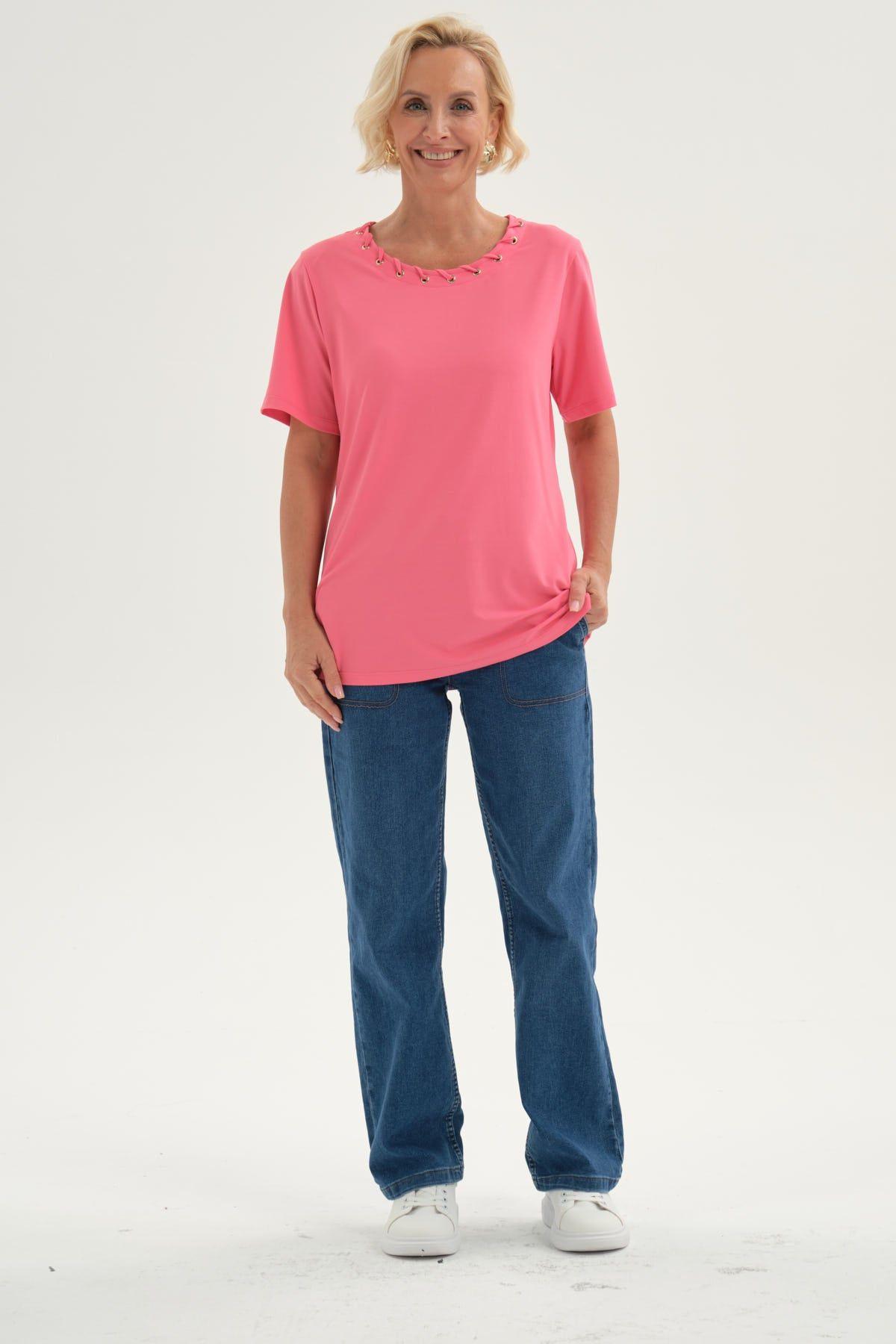 Polera Mujer Detalle Cuello Coral-3