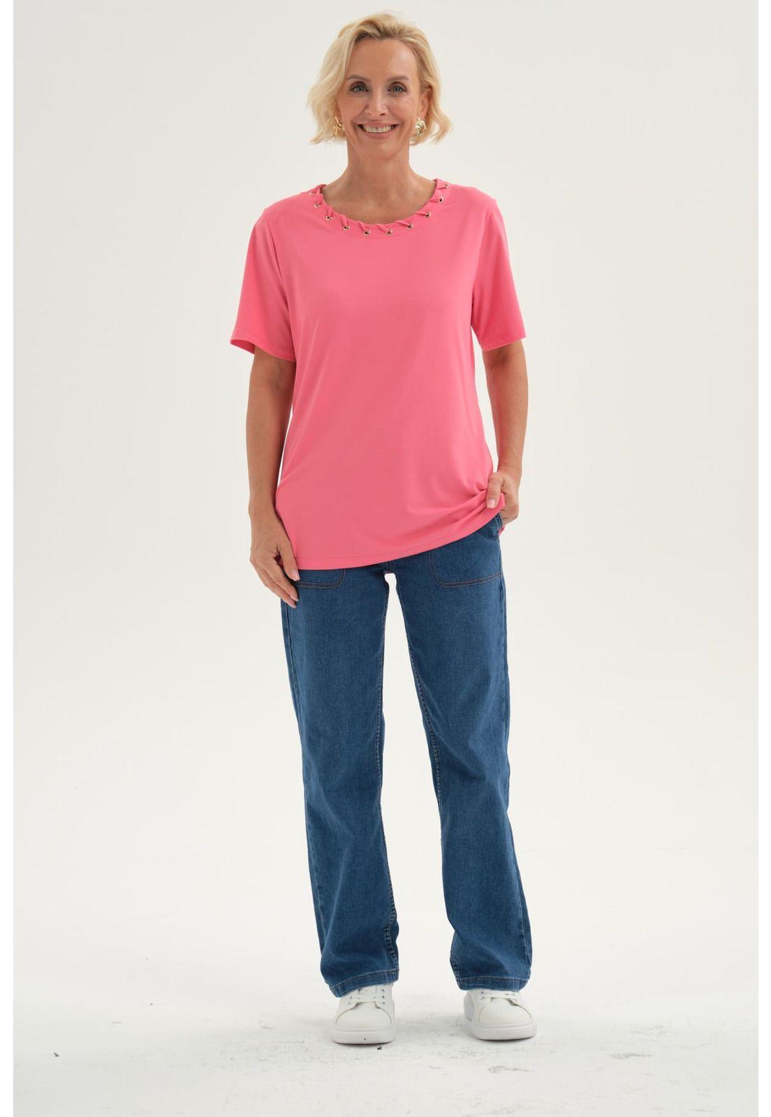 Polera Mujer Detalle Cuello Coral-3