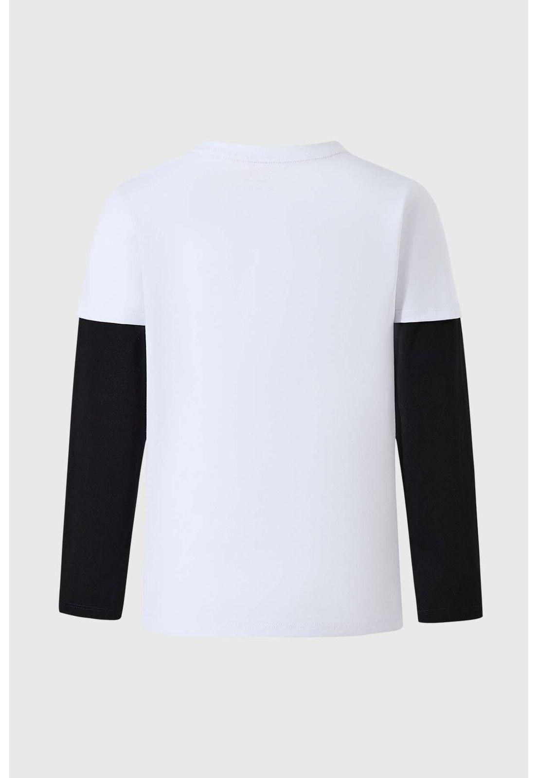 Polera Niño Doble Manga Básica Blanco - ll-1