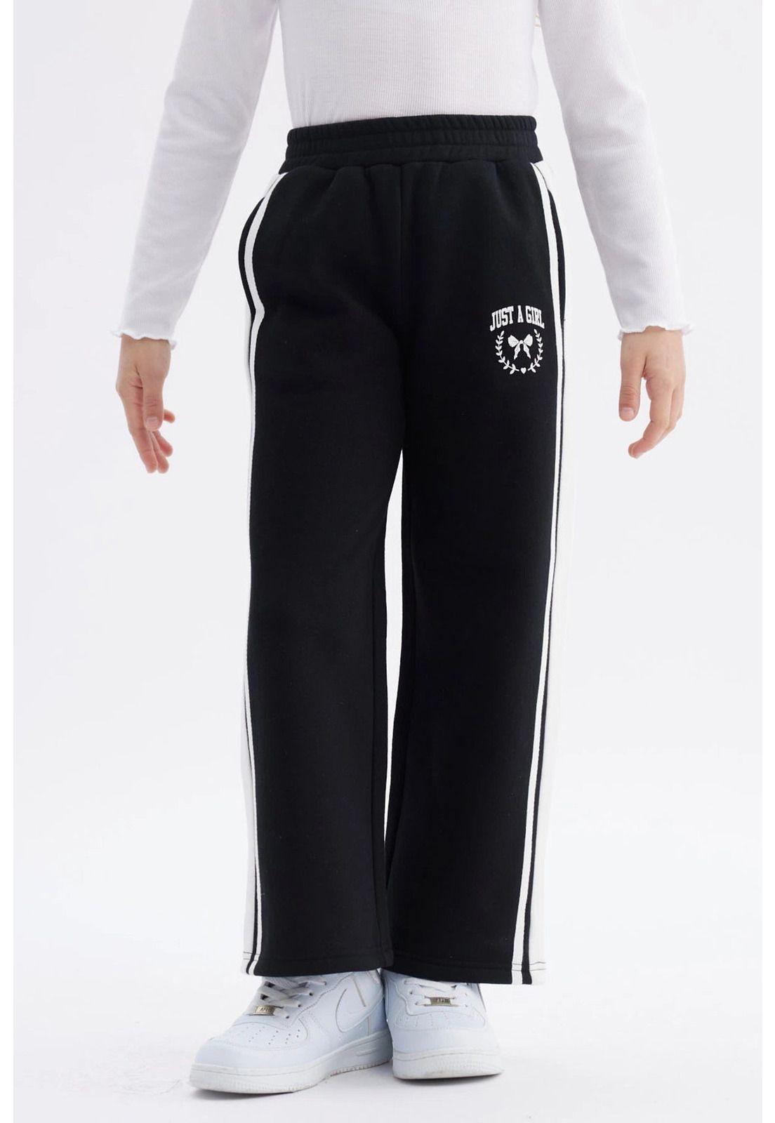 Pantalón Buzo Niña Wide Leg Negro-0