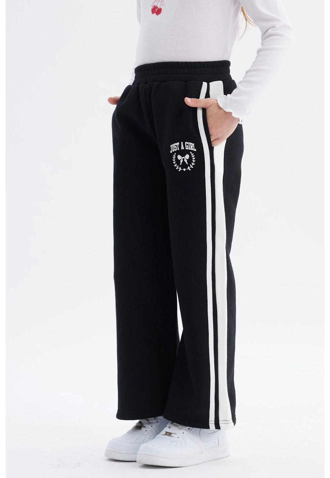 Pantalón Buzo Niña Wide Leg Negro-1