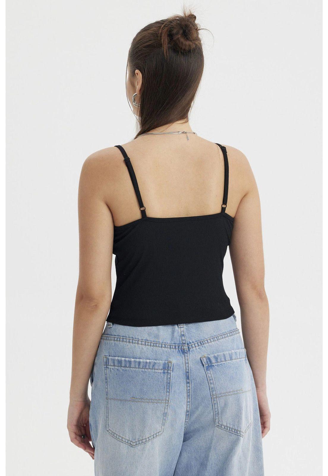 Peto Mujer Pabilo Aplicación  Negro-2