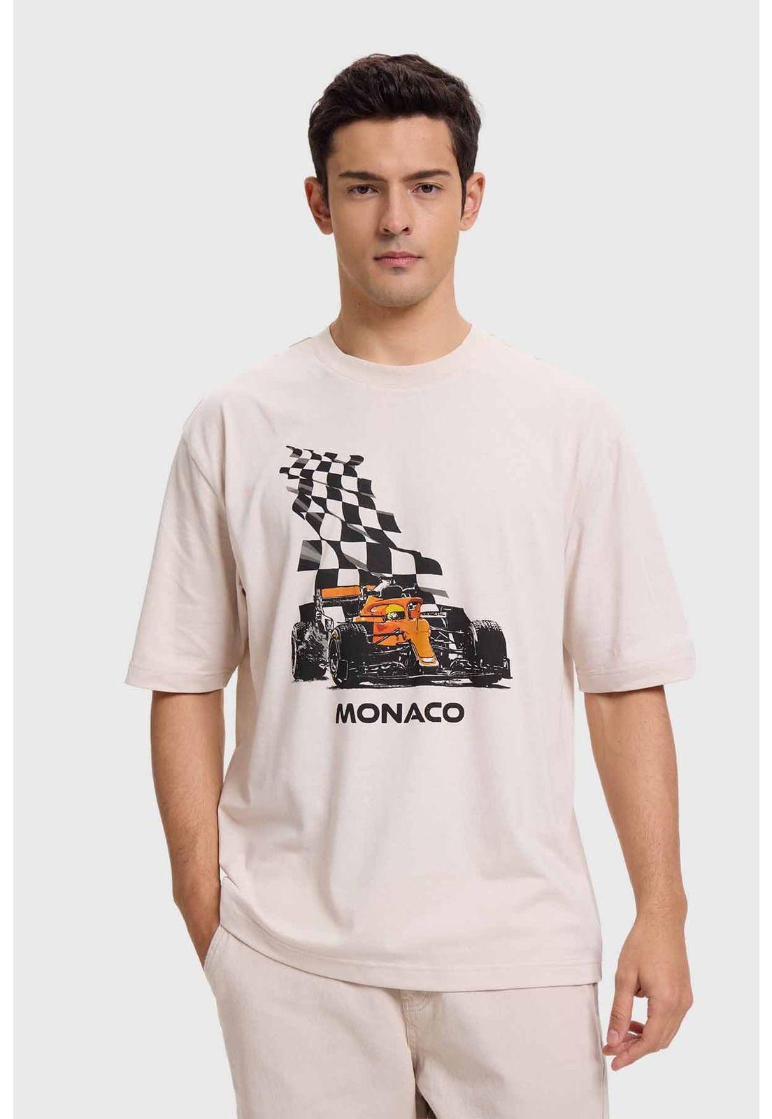 Polera Hombre Estampado Beige-0