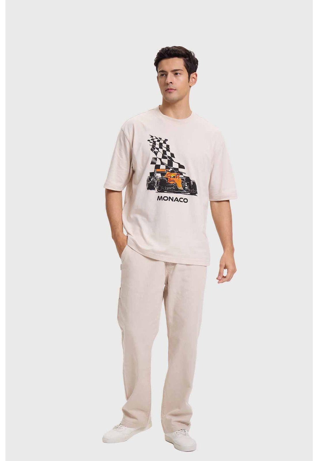 Polera Hombre Estampado Beige-3
