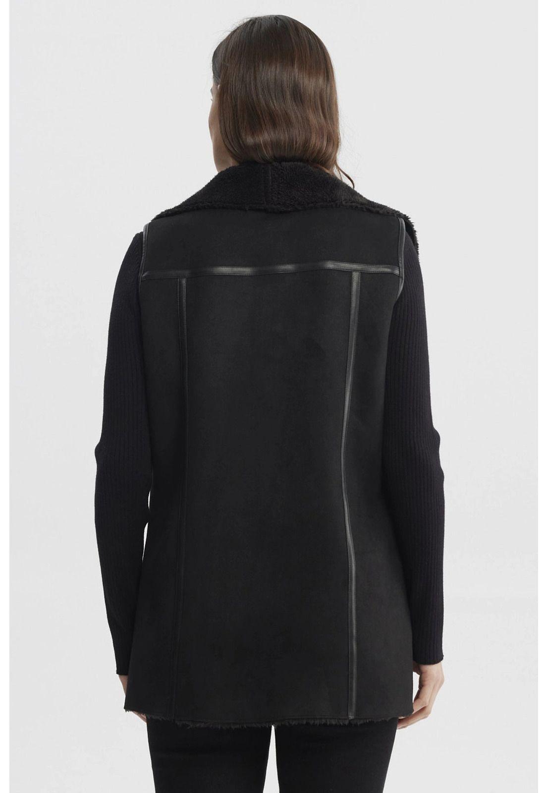 Polar Mujer Corto Antelina Solapa Ancha Negro-2