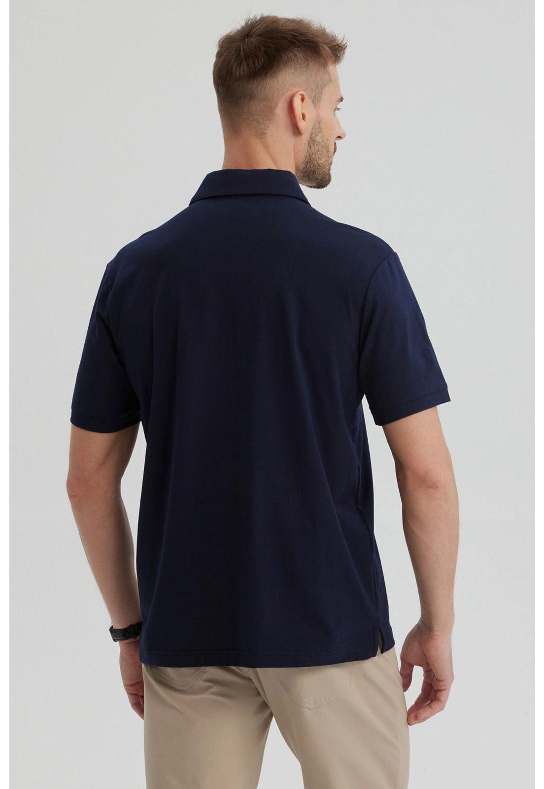 Polera Hombre Slim Cuello Camisero Azul Marino-2