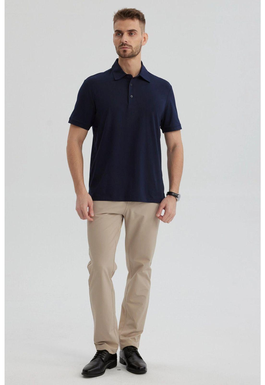 Polera Hombre Slim Cuello Camisero Azul Marino-3