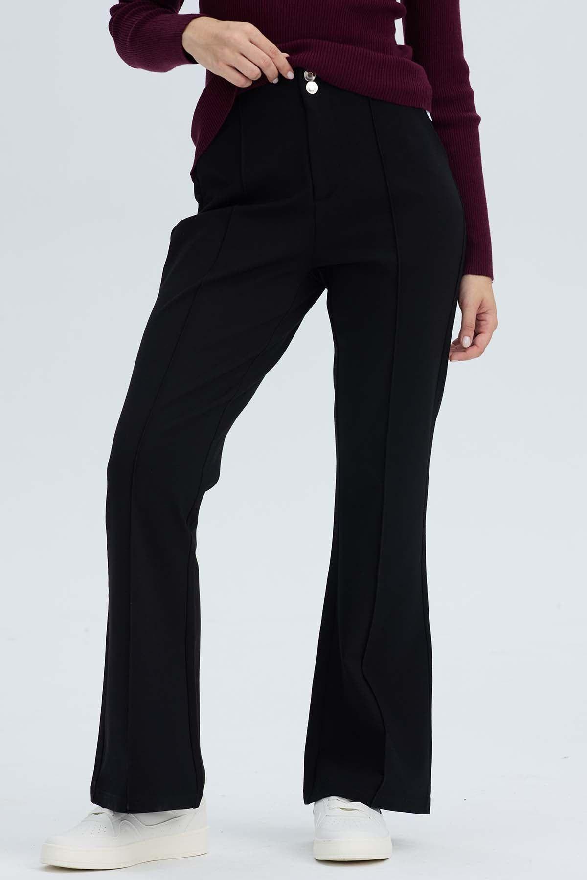 Pantalón Mujer 2 Botones Negro-0