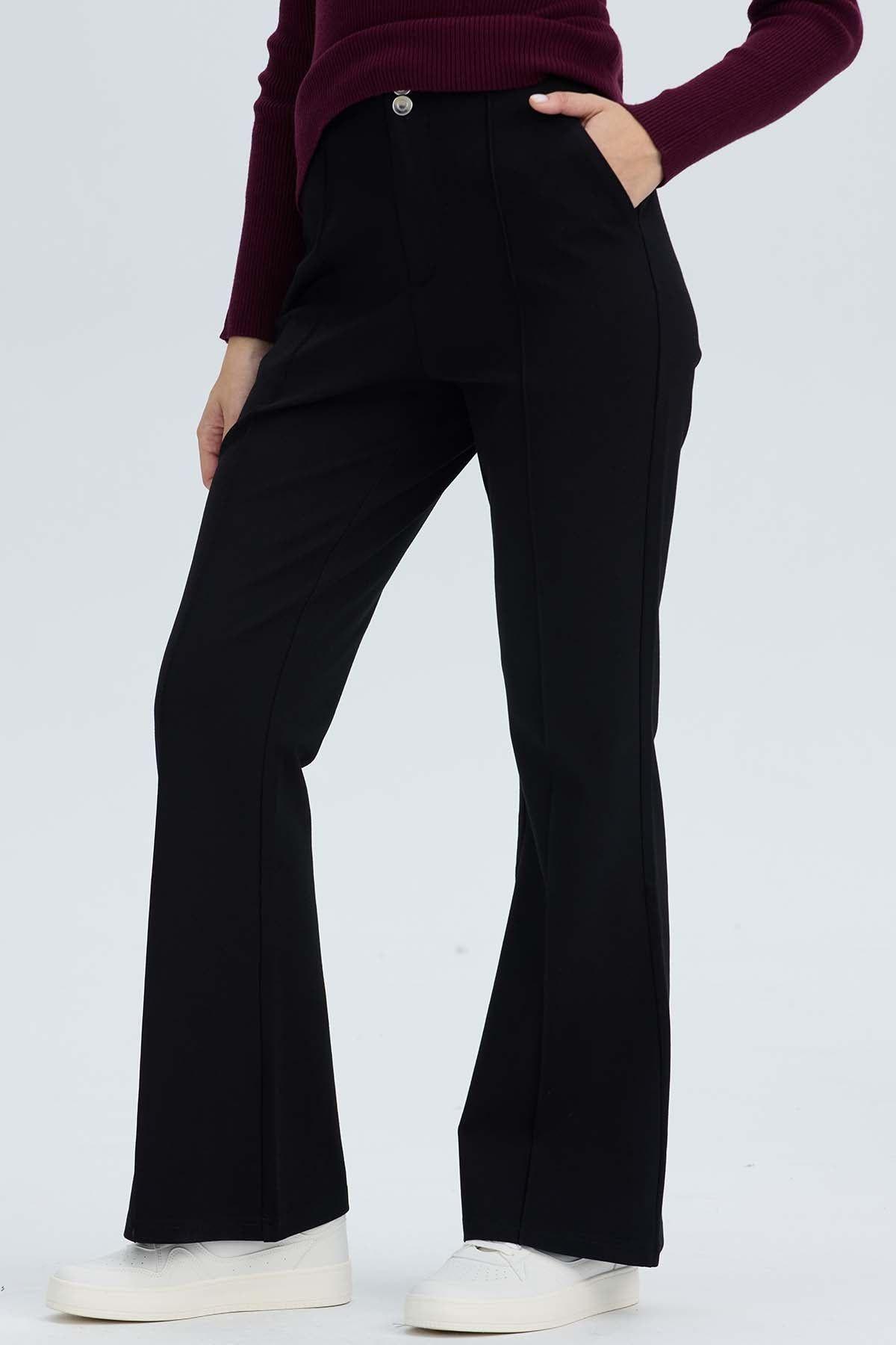 Pantalón Mujer 2 Botones Negro-1