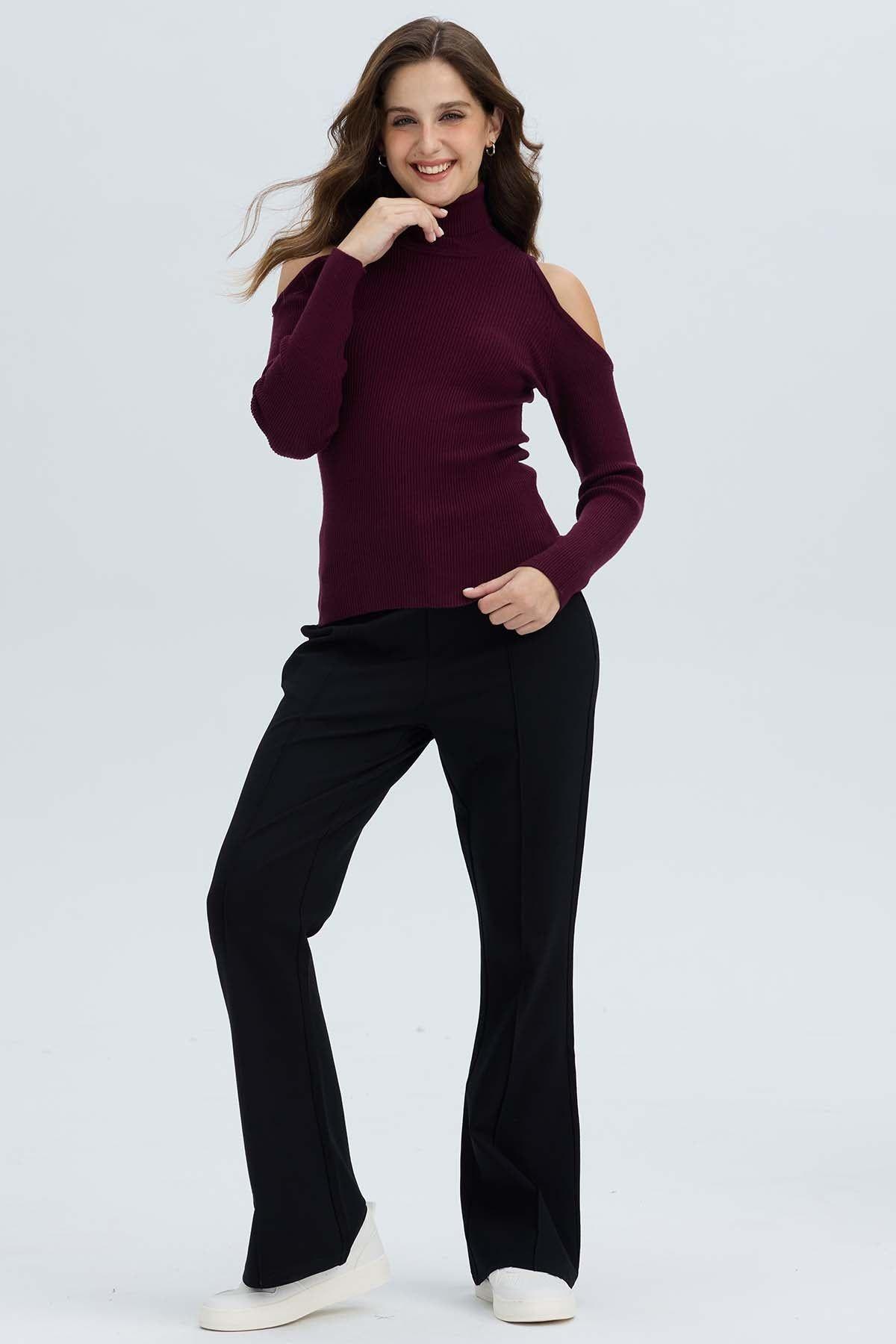 Pantalón Mujer 2 Botones Negro-3