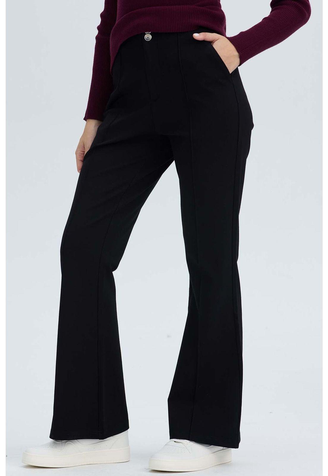 Pantalón Mujer 2 Botones Negro - ll-1
