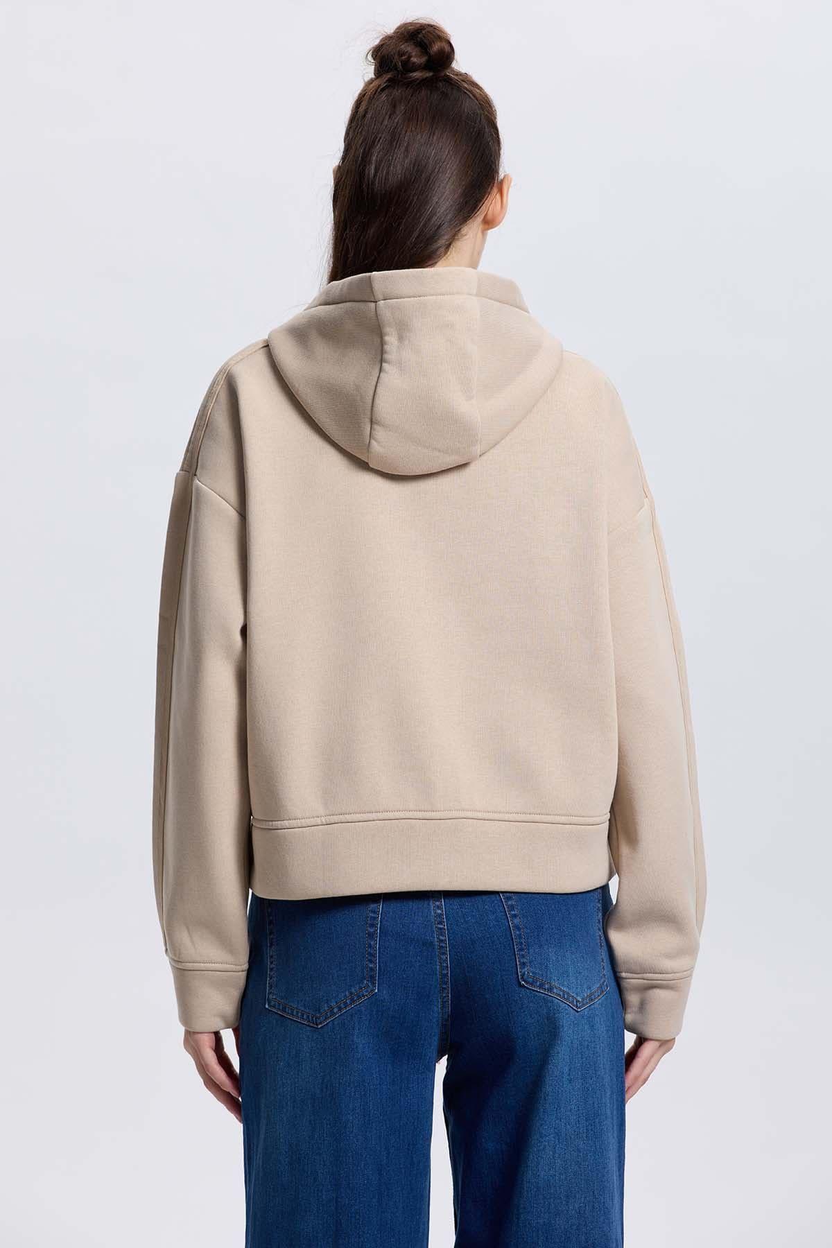 Polerón Mujer Full Zipper Beige II-2
