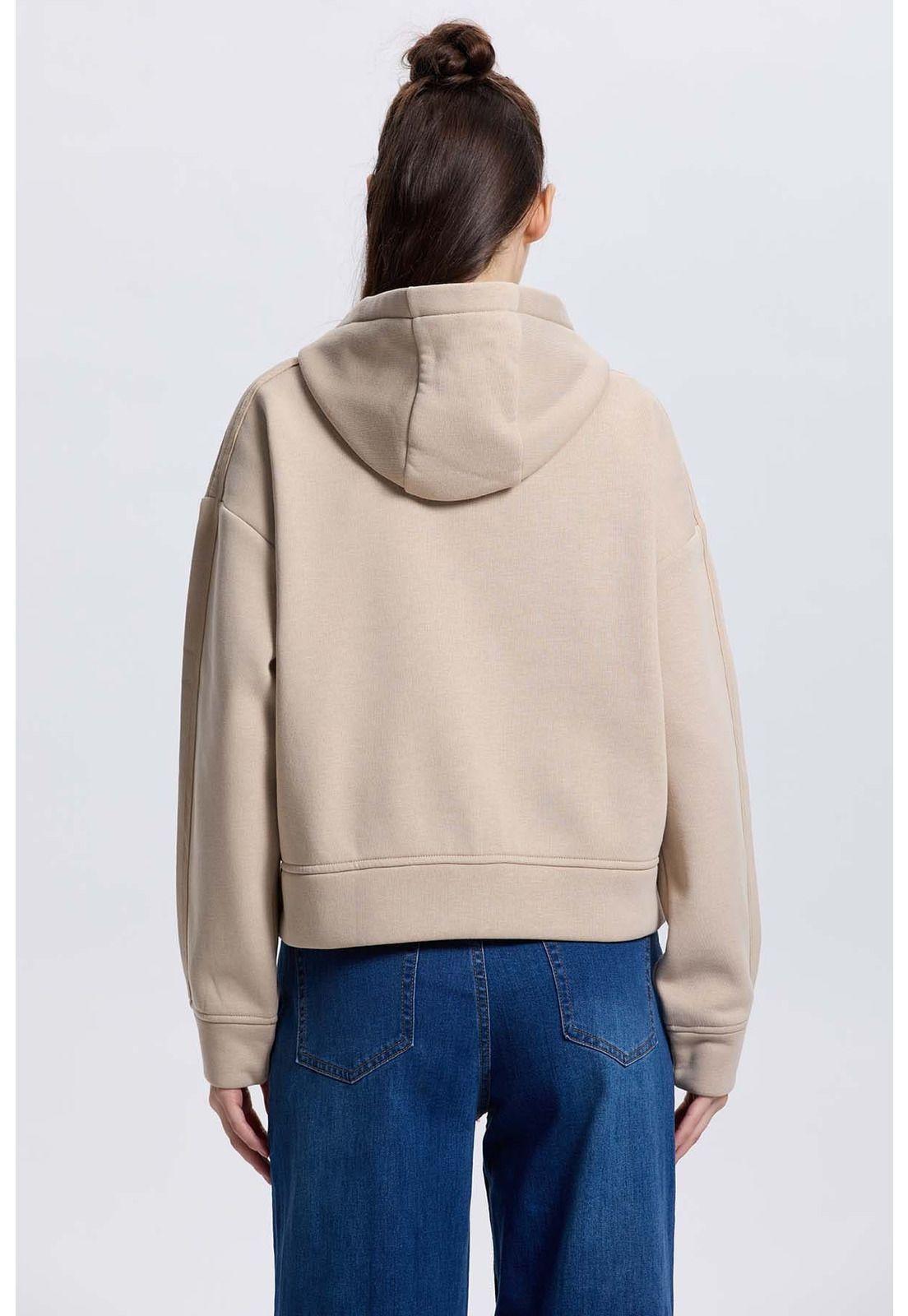 Polerón Mujer Full Zipper Beige-2