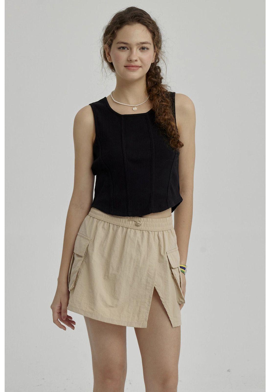 Polera Niña Tipo Corset Negro-0