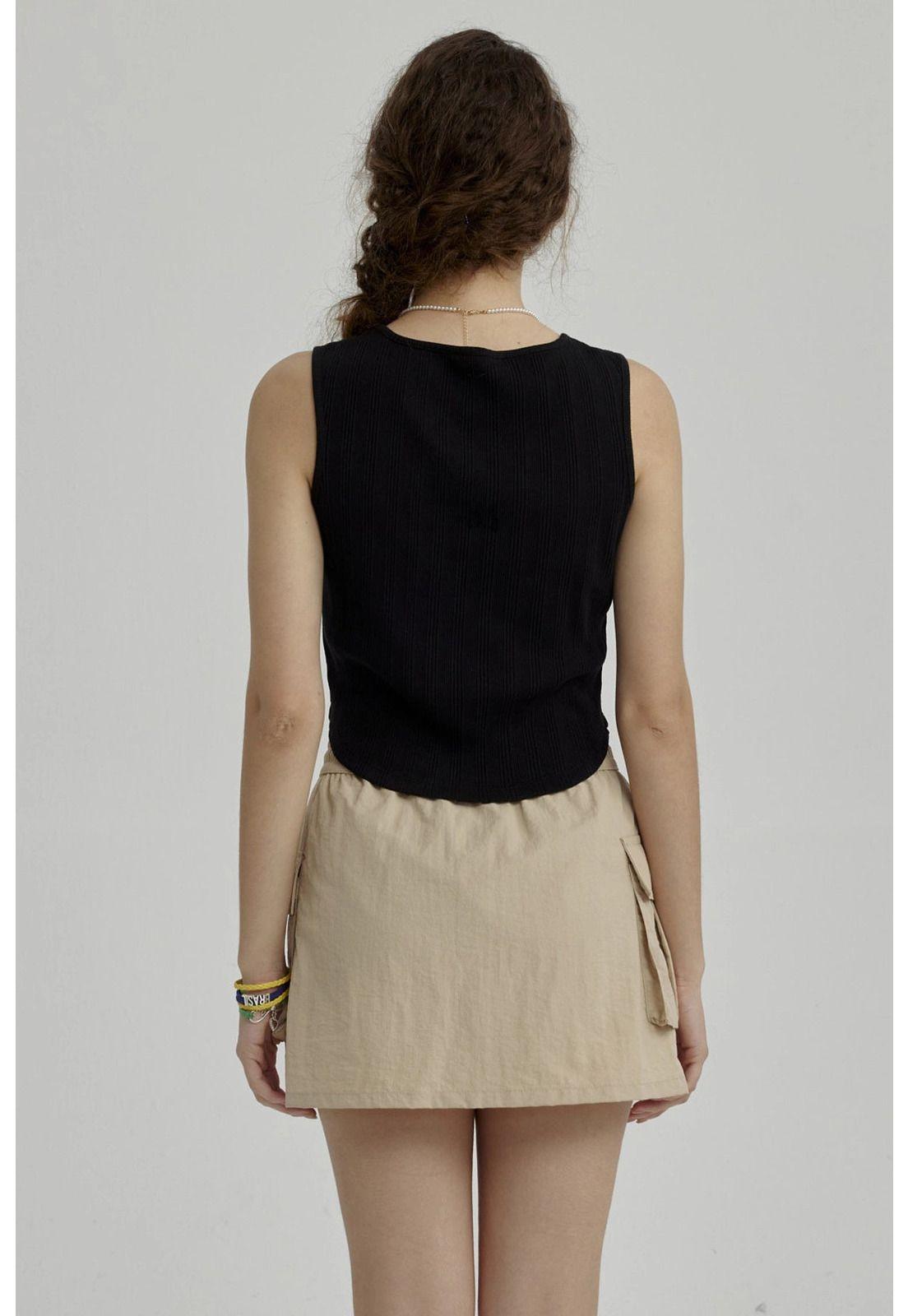 Polera Niña Tipo Corset Negro-2