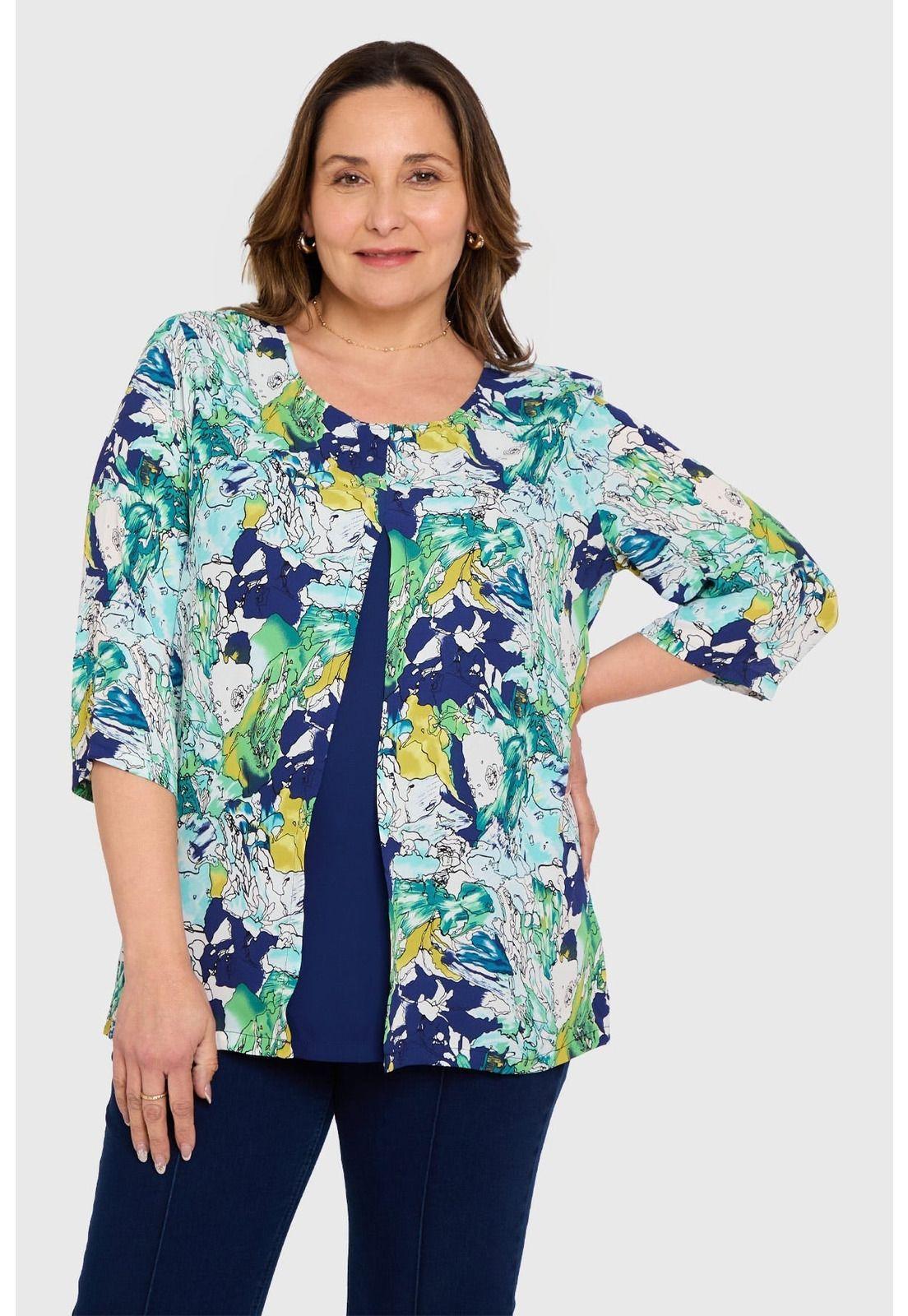 Blusa Mujer Crep Abertura Azul-0