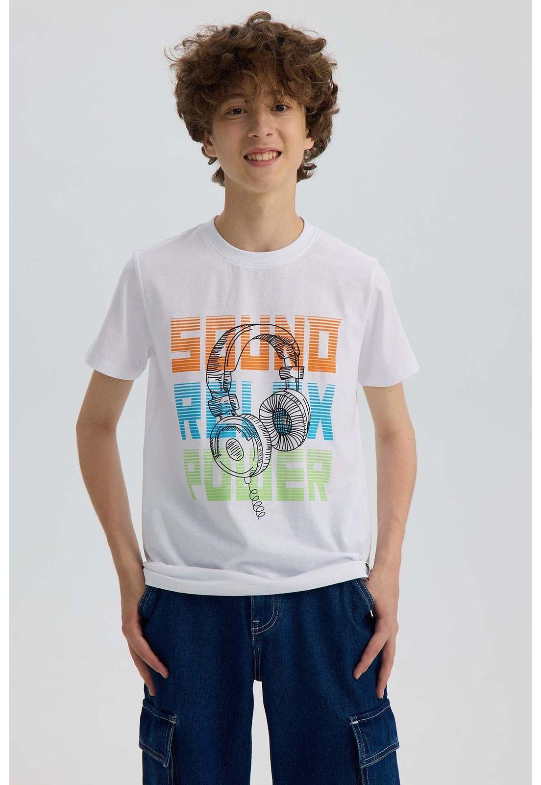 Polera Niño Básica Estampada Blanco - lll-0