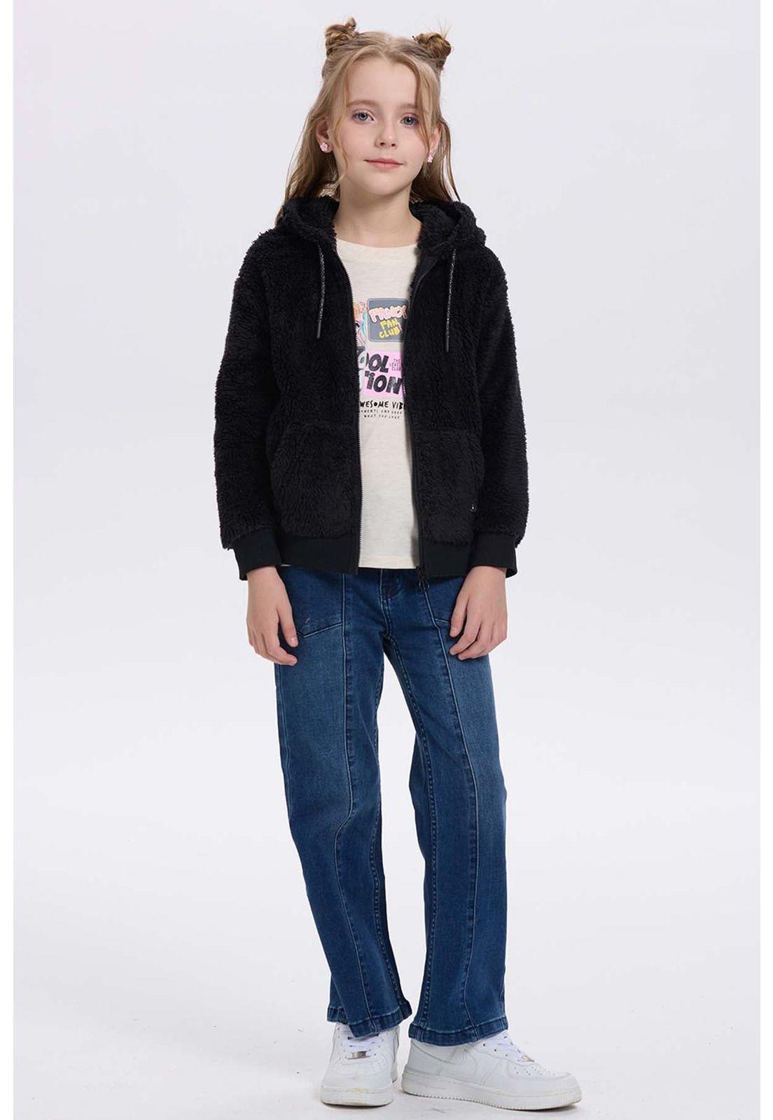 Polar Niña Peludo Negro-3