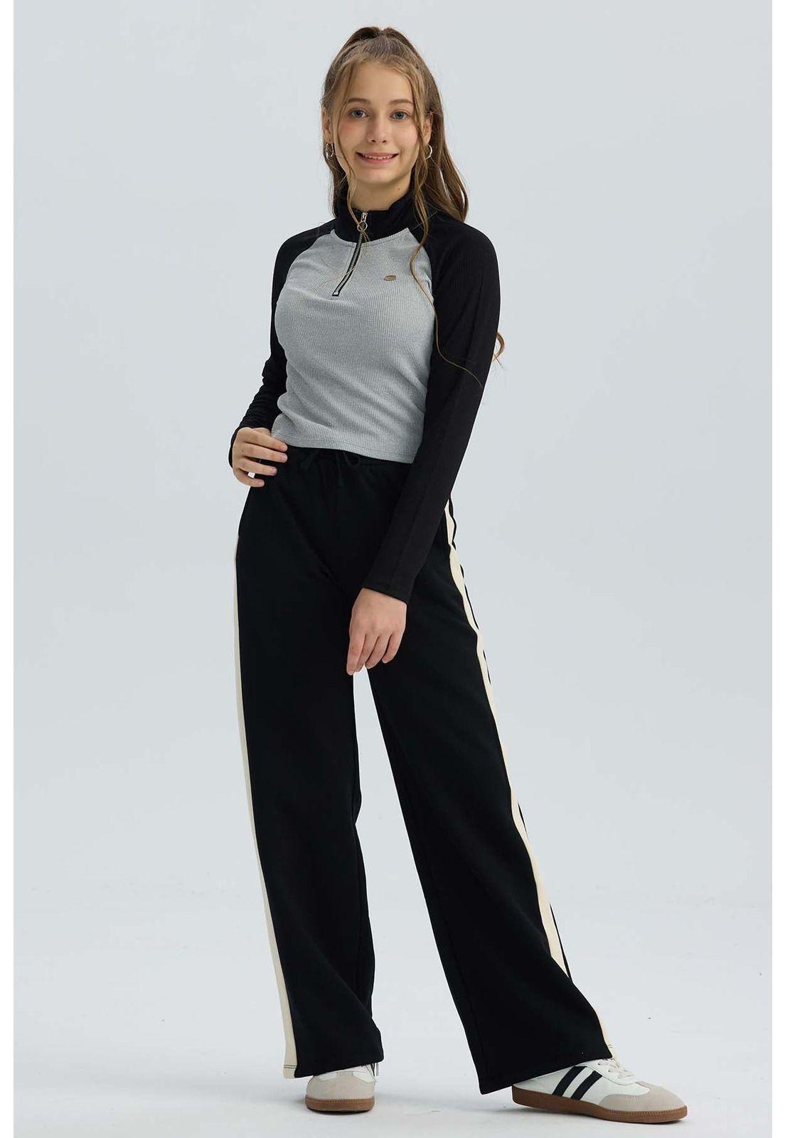 Polera Niña Medio Cierre Negro-3