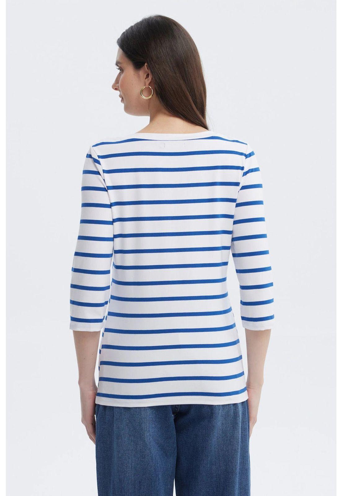 Polera Mujer Print Rayas Azul-2