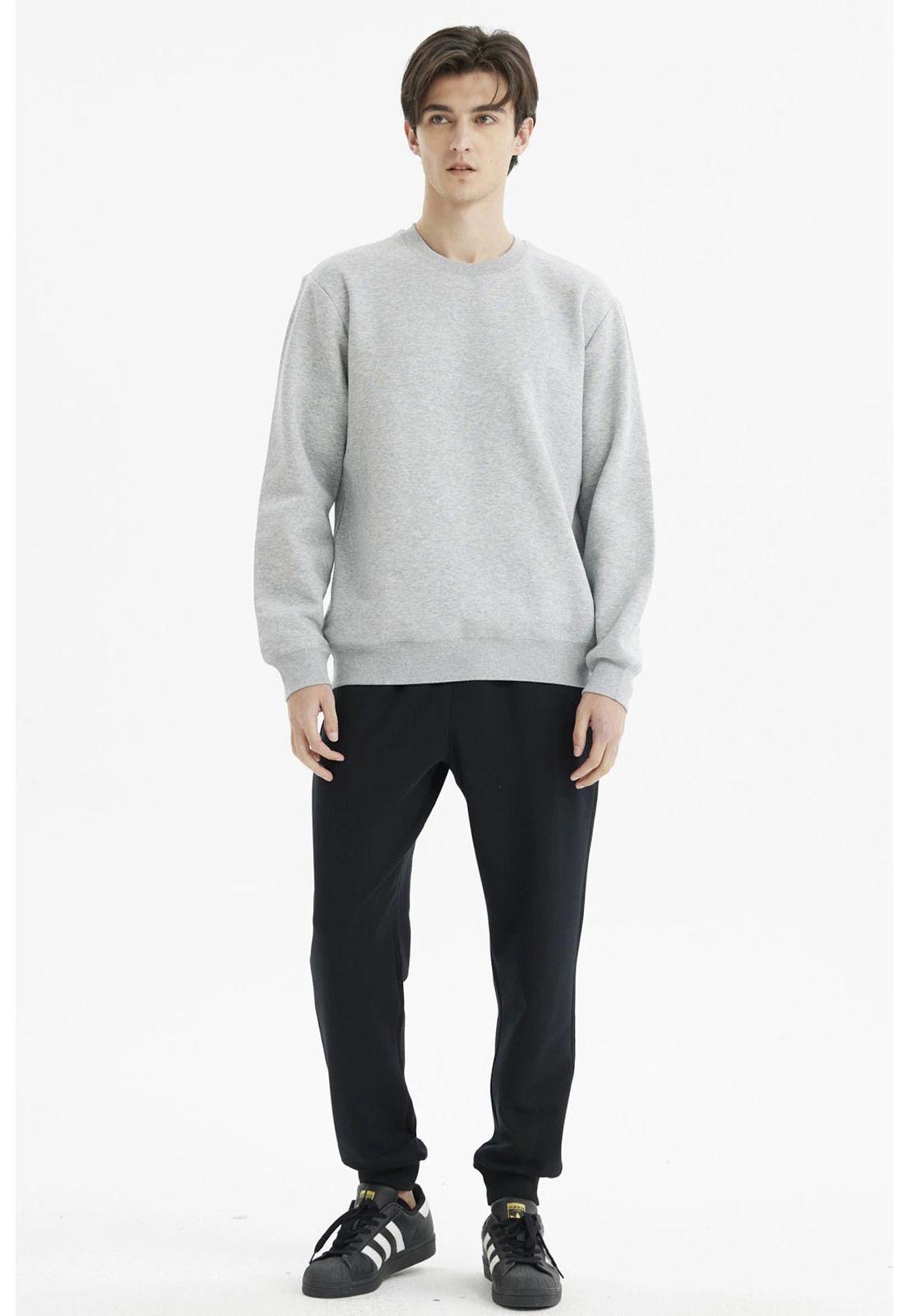 Polerón Hombre Básico Gris Melange-3