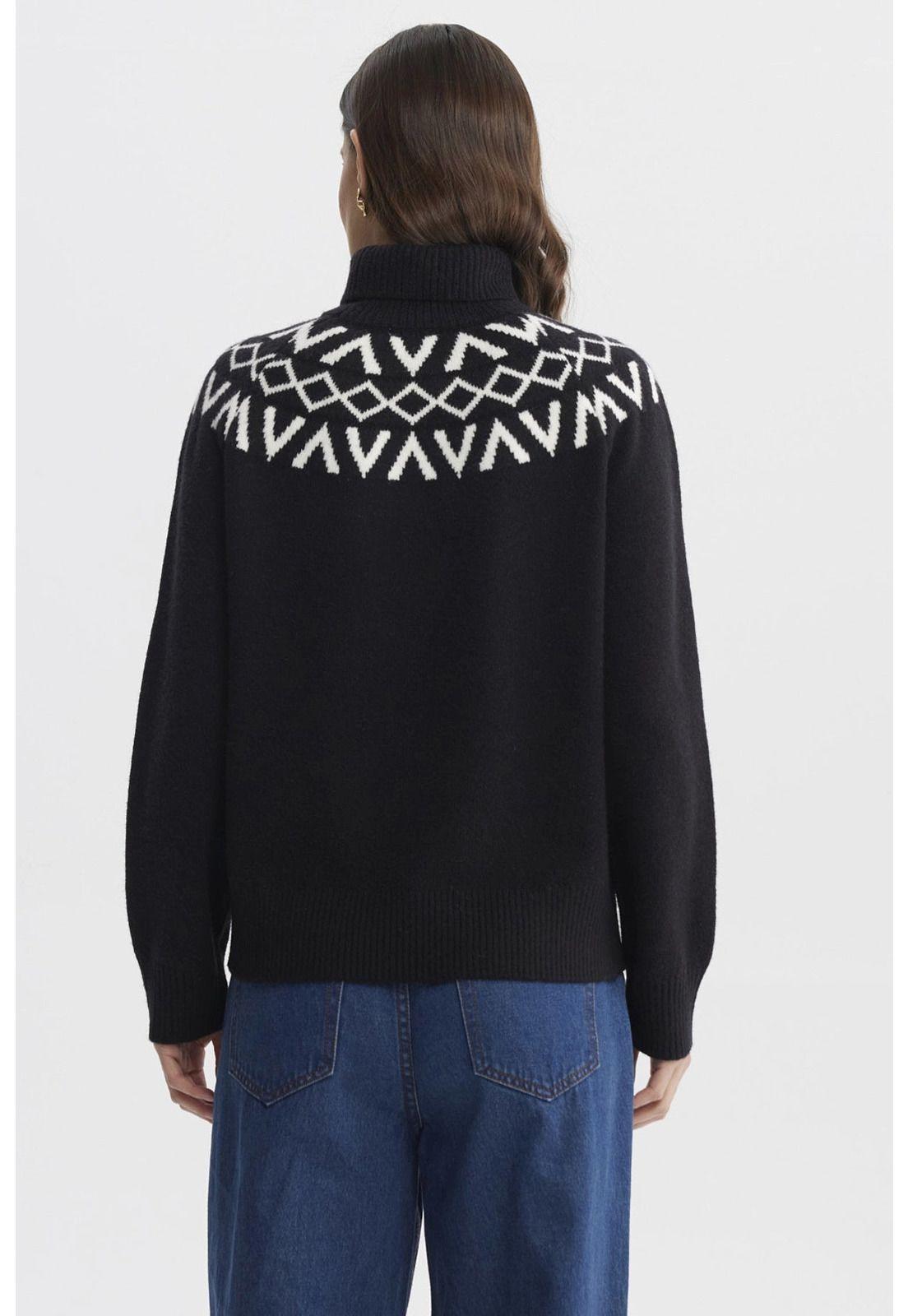 Sweater Mujer Ajustado Negro - V-2