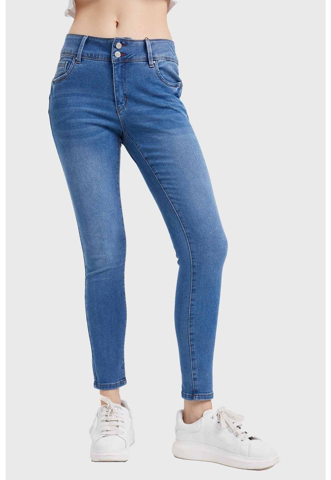 Jeans Mujer Skinny Kim Lavado Azul-0
