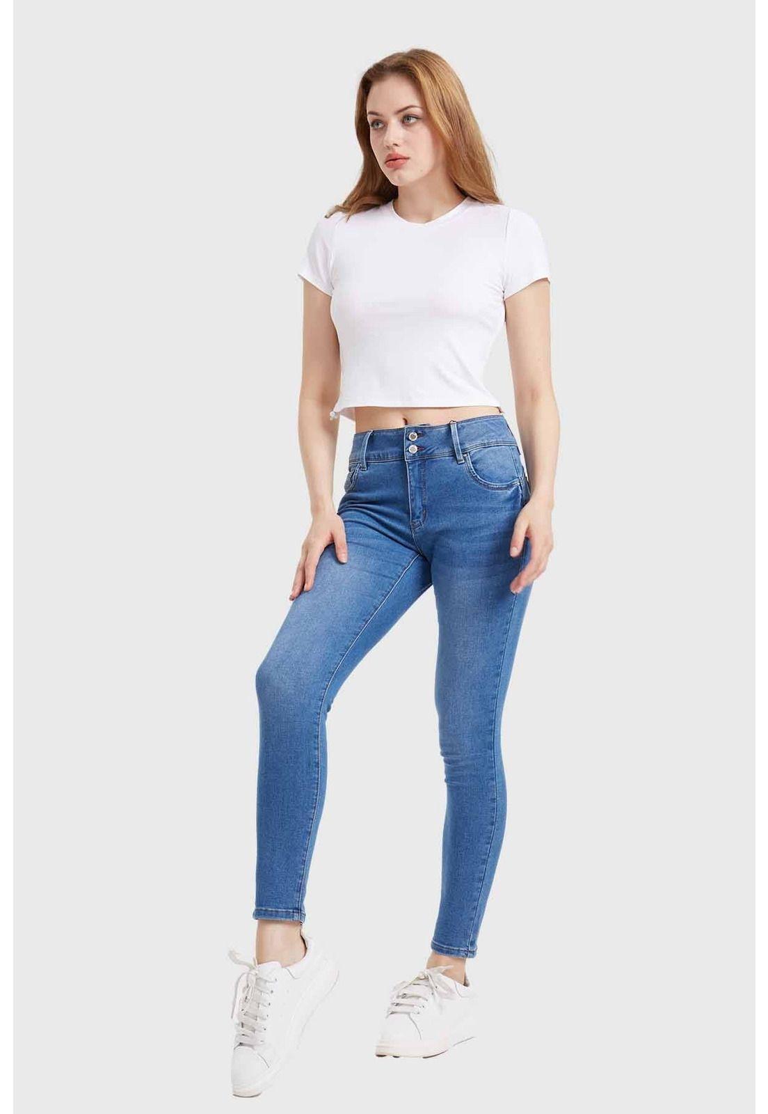 Jeans Mujer Skinny Kim Lavado Azul-3