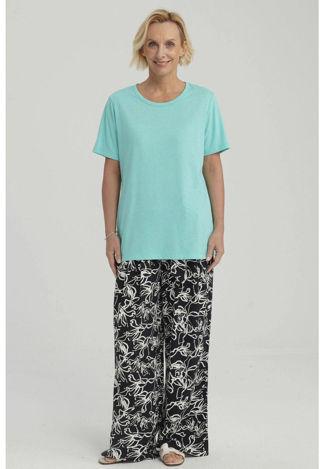 Polera Mujer Con Tachas Turquesa - ll-7