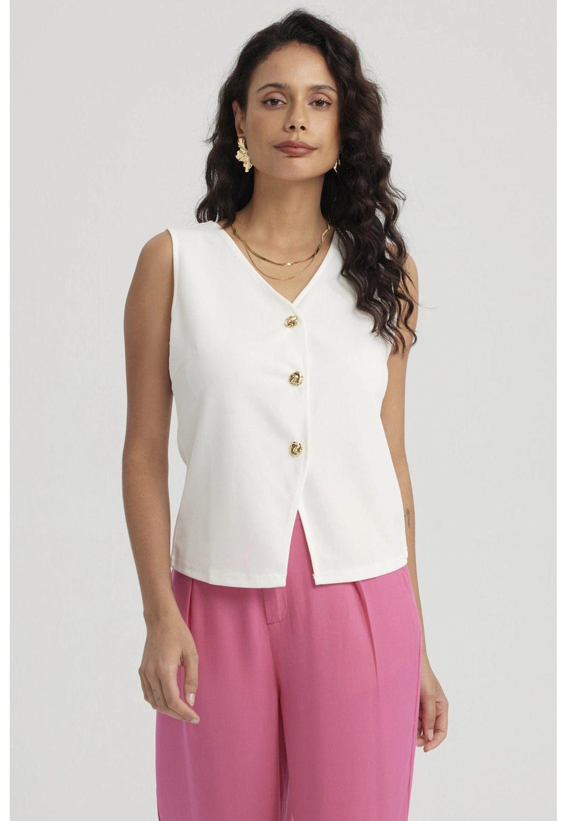 Polera Mujer 3 Botones Crudo-0