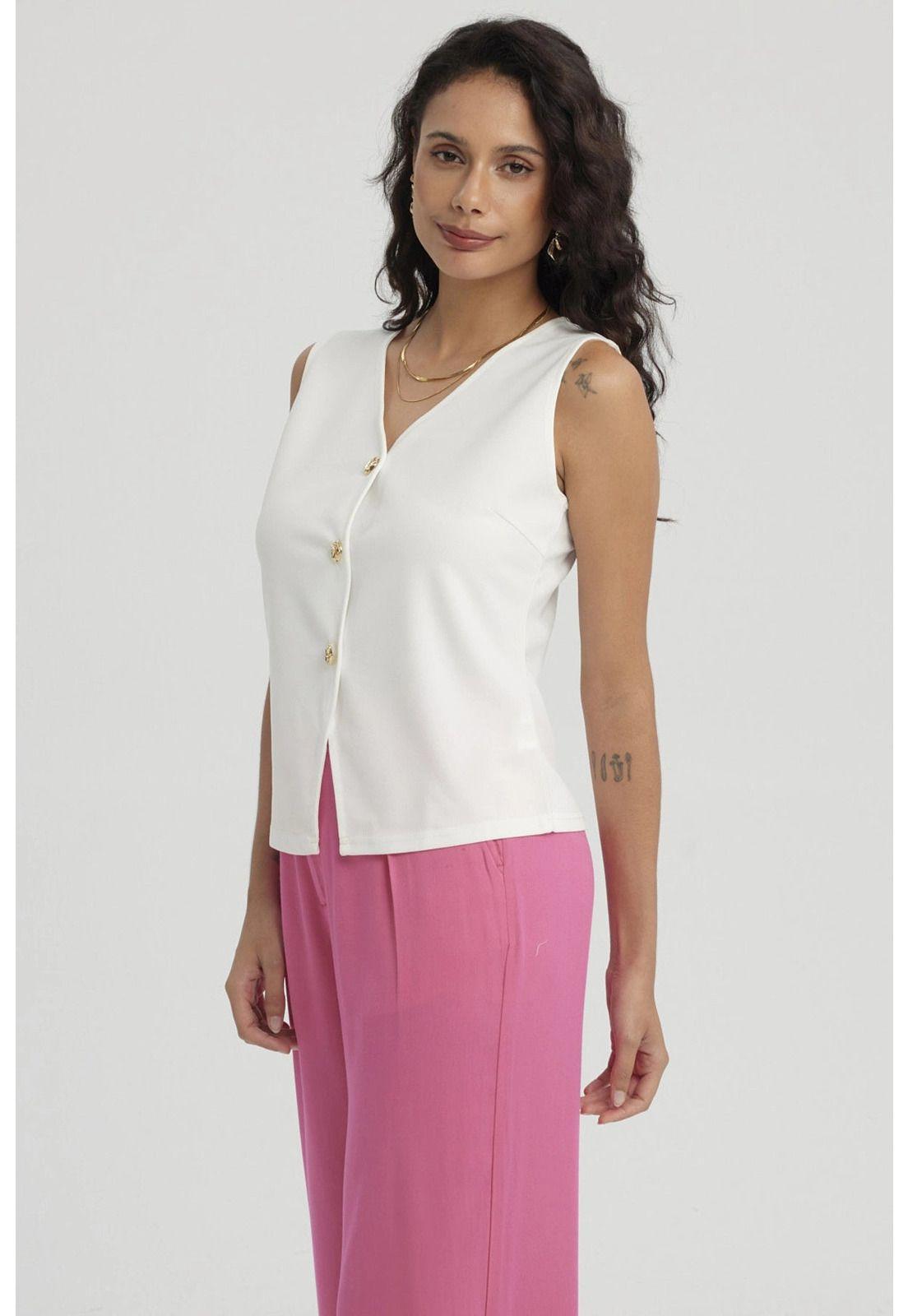 Polera Mujer 3 Botones Crudo-1