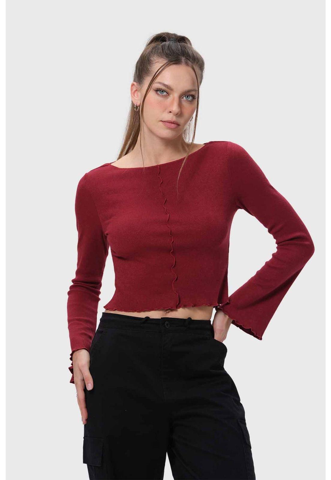 Sweater Mujer Patchwork Rojo-0