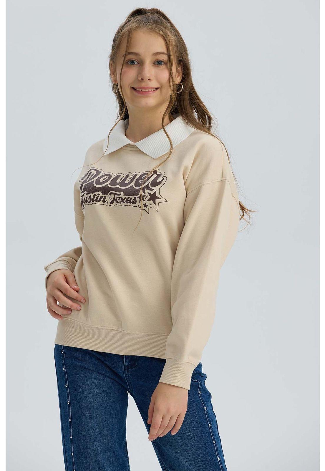 Polerón Niña Print Posicional Beige-1