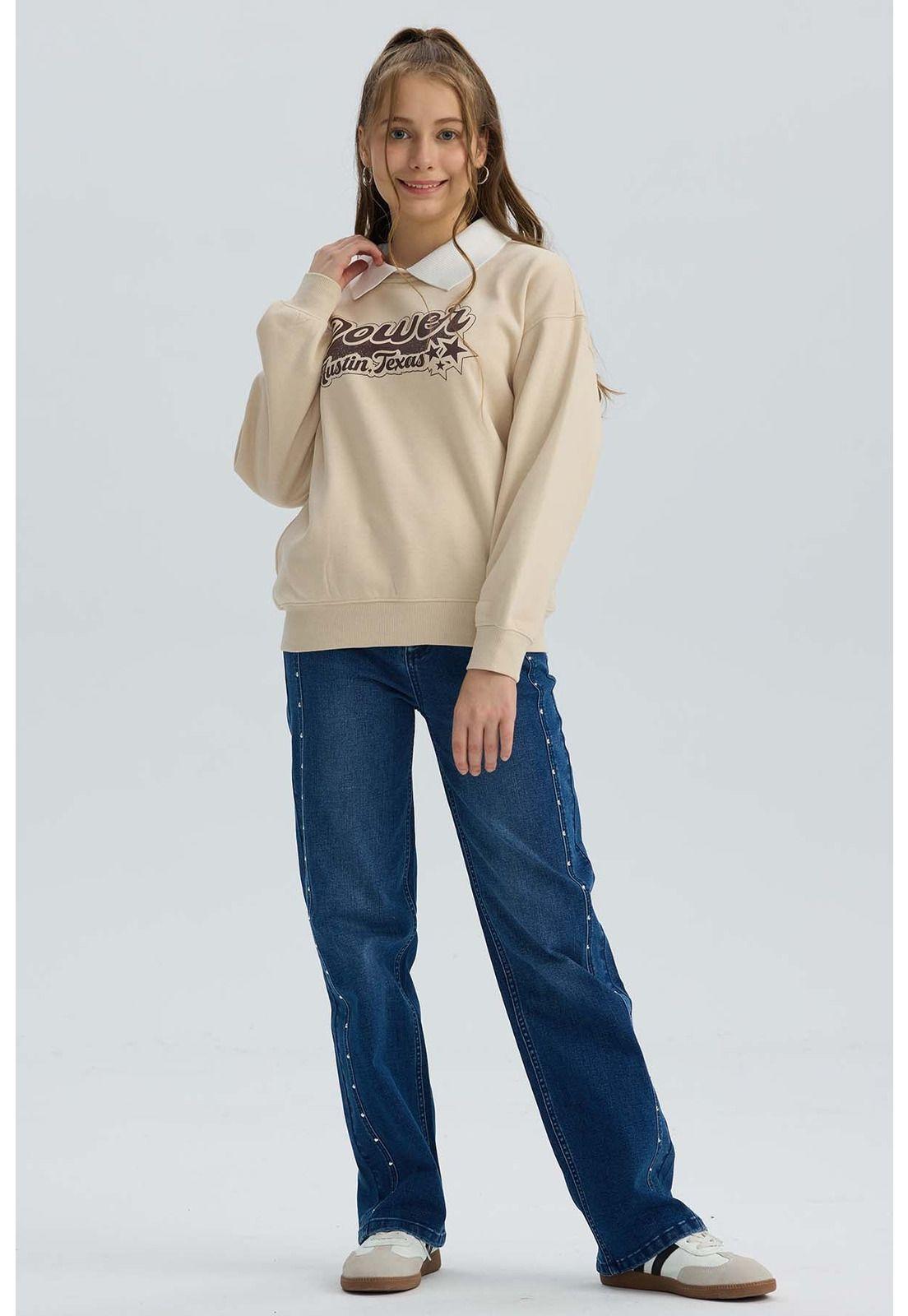 Polerón Niña Print Posicional Beige-3