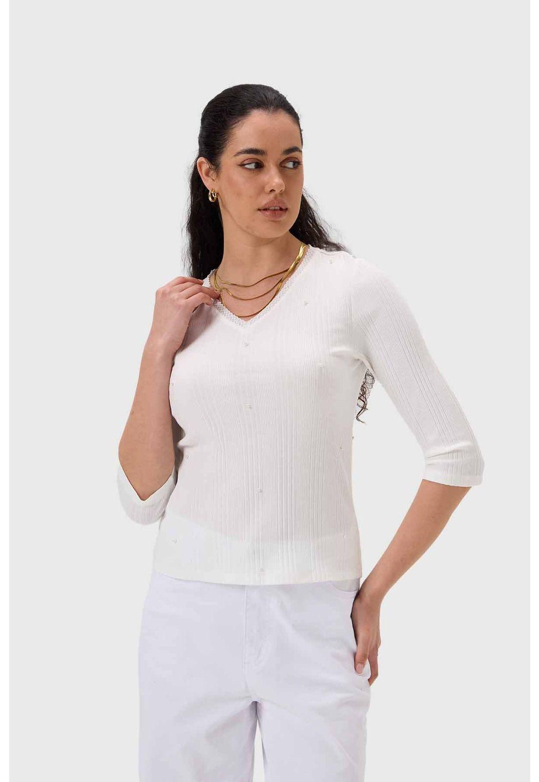 Polera Mujer Rib Terminación Crudo-1