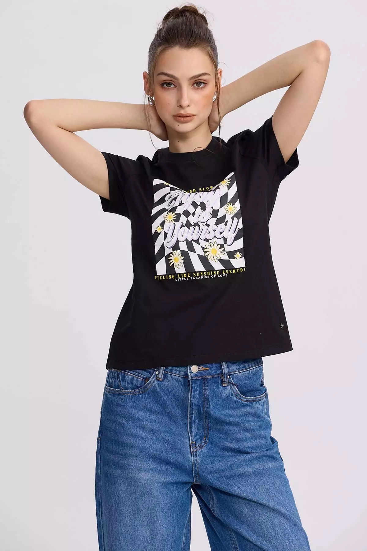 Polera Mujer Básica Print Negro-0