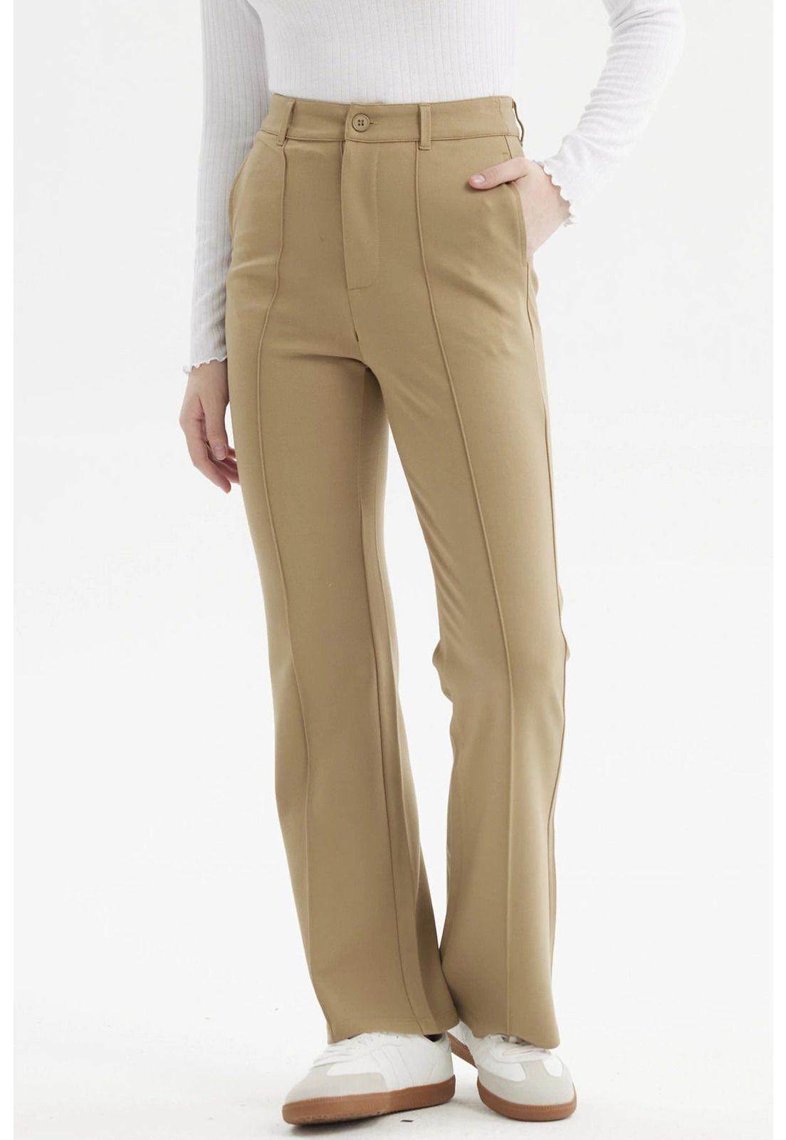 Pantalón Mujer Sastrero Punto Roma Verde Olivo-0