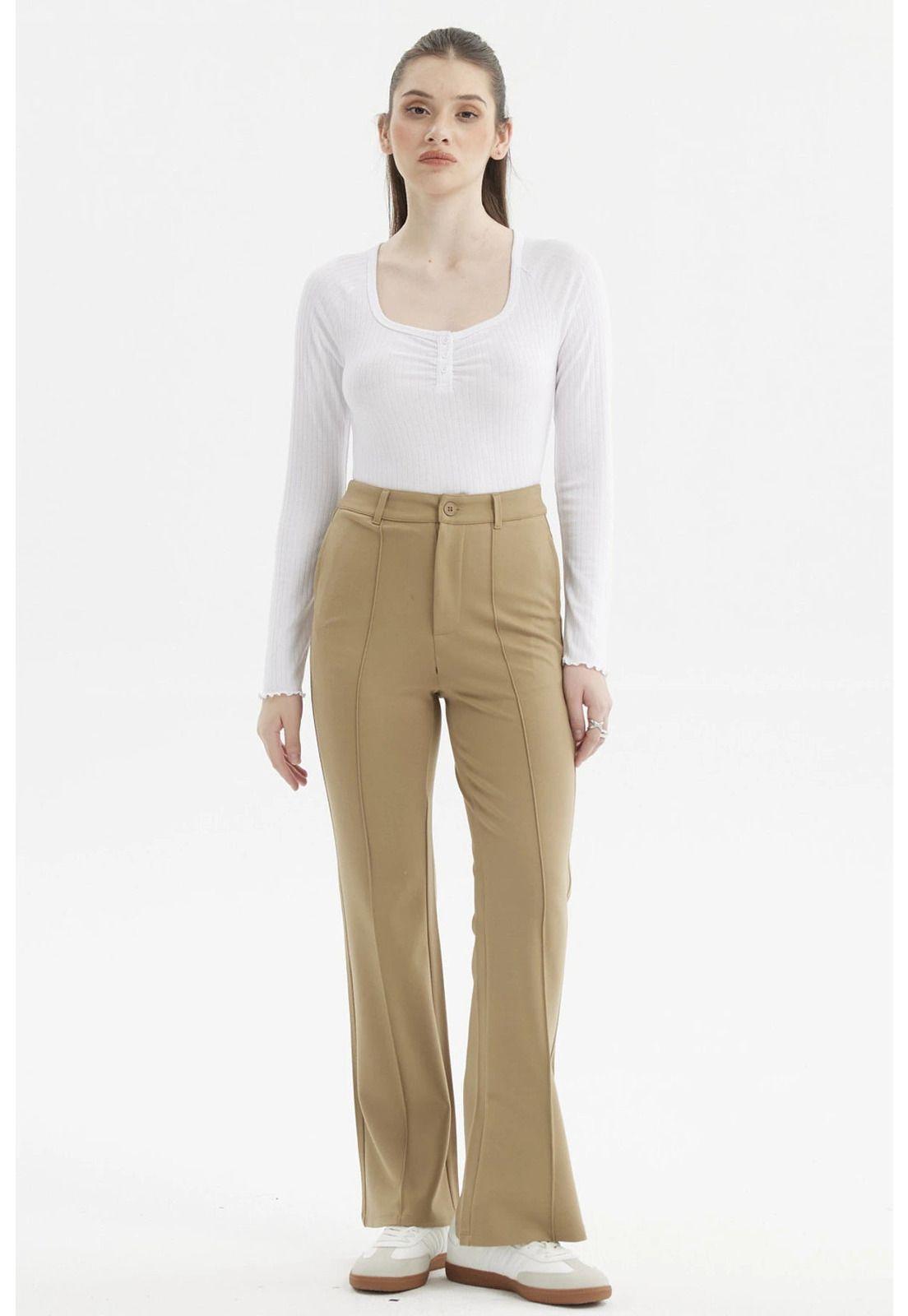 Pantalón Mujer Sastrero Punto Roma Verde Olivo-3
