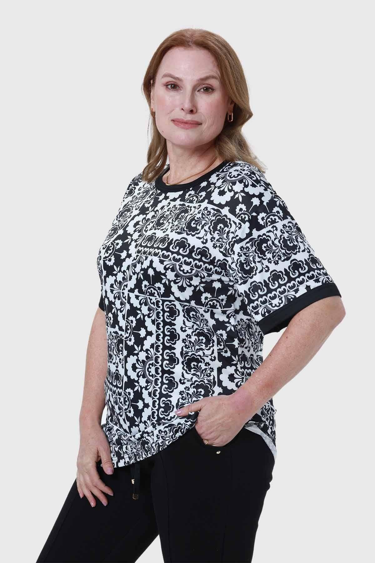 Polera Mujer Print Negro-1