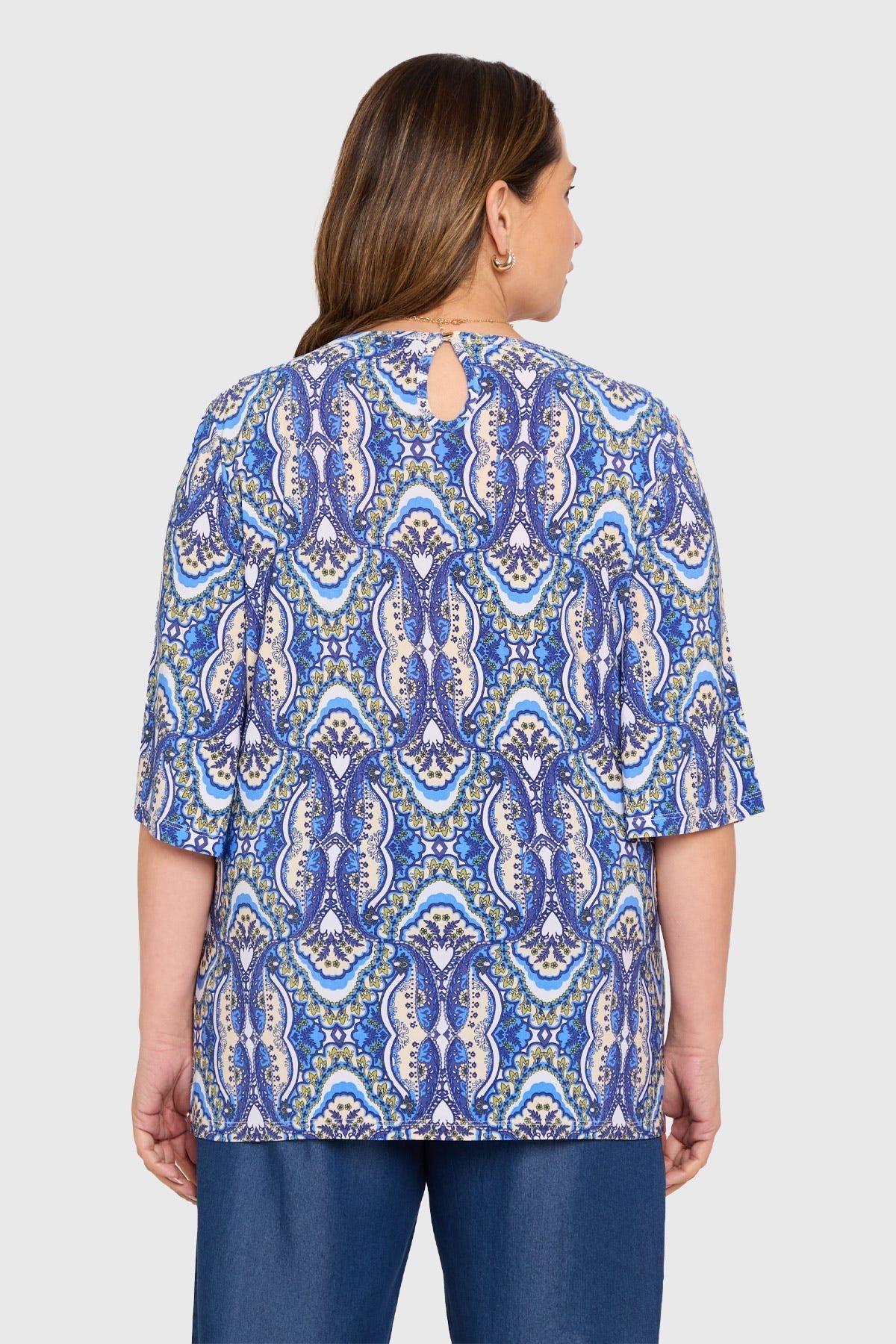 Polera Mujer Corte En Hombros Azul-2