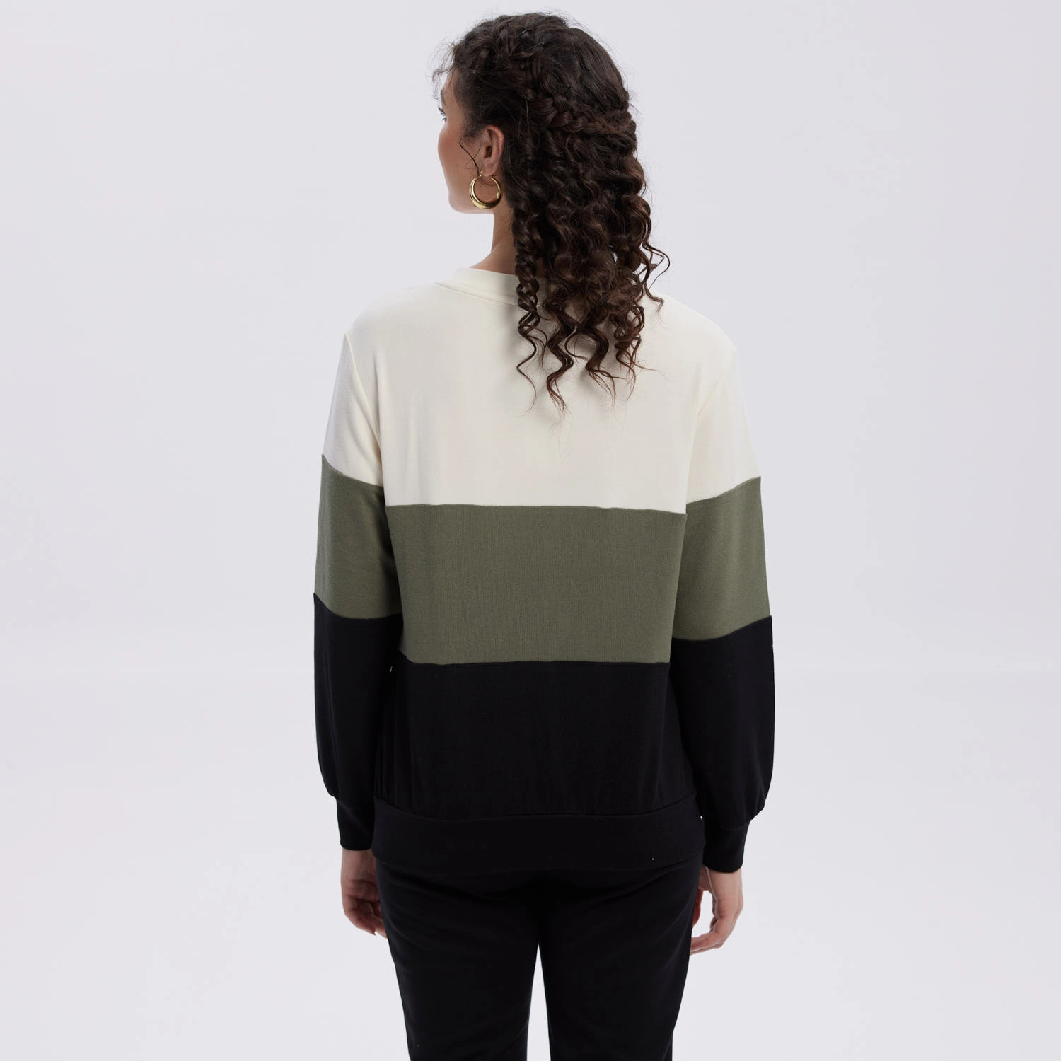 Sweater Mujer En Bloque Verde Militar-2