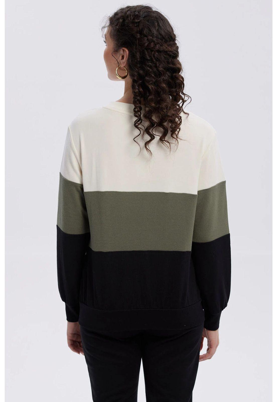 Sweater Mujer En Bloque Verde Militar-2