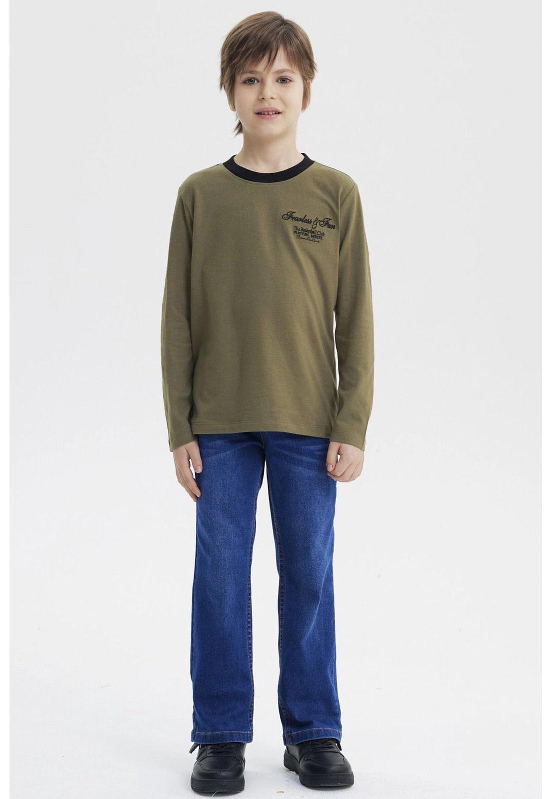 Polera Niño Slim Verde Militar-3